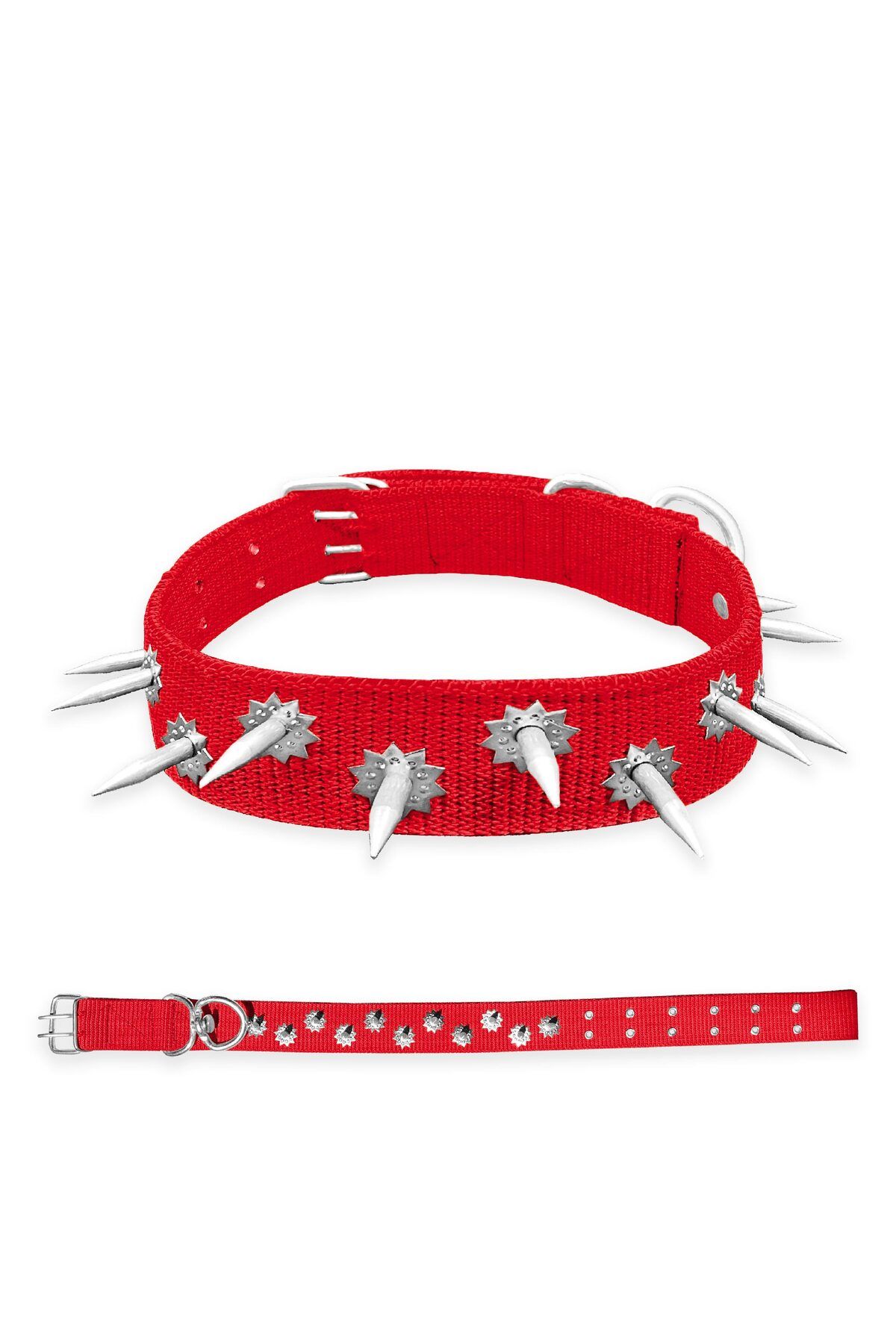 SAVEX Dokuma Çivili Köpek Boyun Tasması - 4*70 cm - Kırmızı