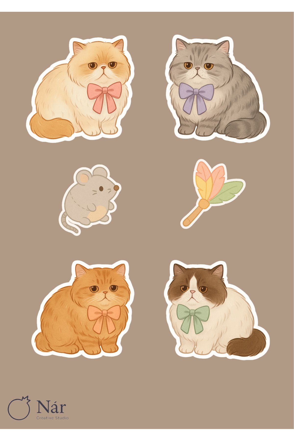 sticker Minik Patiler Oyun Peşinde Sticker Seti - 3 Sayfa - Tatlı Kediler Çıkartmaları