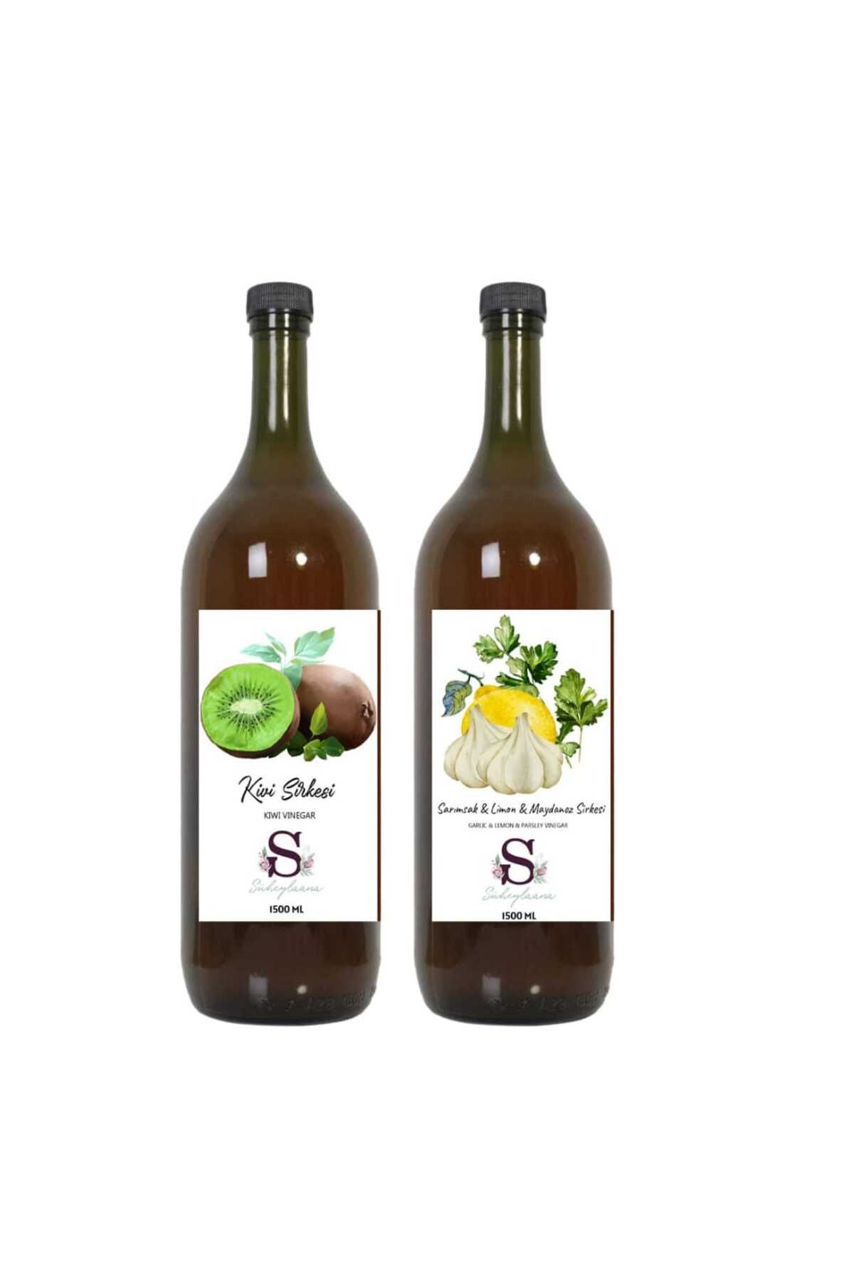 Süheylaana Doğal Kivi Sirkesi 1500 Ml - Doğal Sarımsak & Limon & Maydanoz Sirkesi 1500 Ml