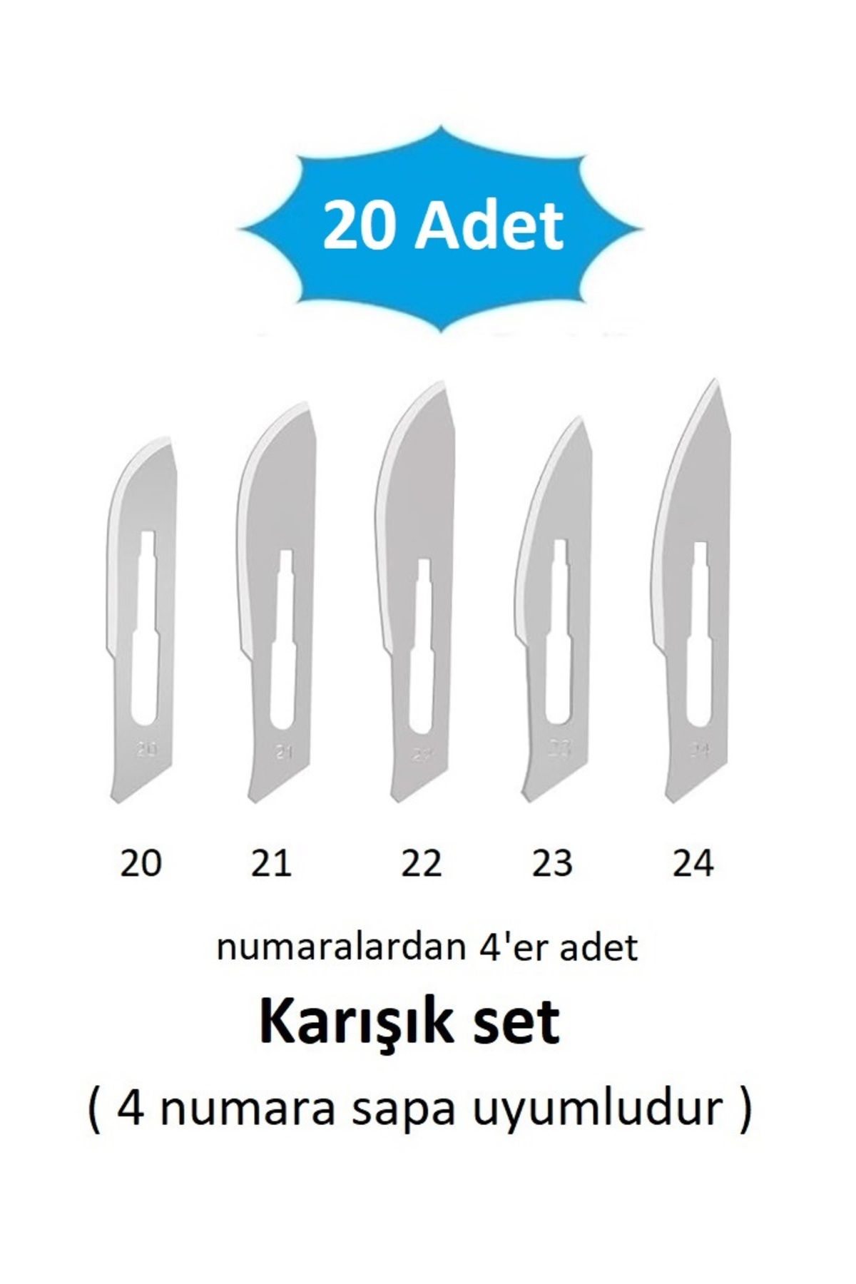 QBR Home 20li paket Karışık Ahşap Heykel Oyma Sanat Yedek Bıçağı ( 4er adet no:20-21-22-23-24 karışık set)