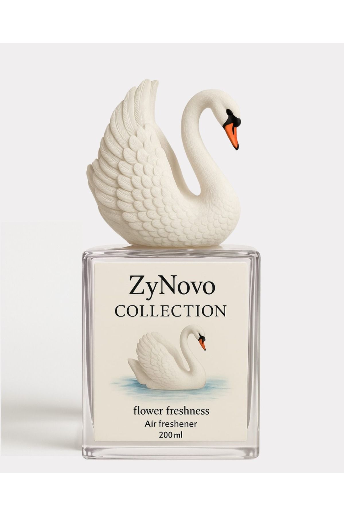 ZyNovo Collection Kuğu Figürlü Cam Şişede Oda Kokusu 200 ml | Bahar Çiçekleri Aroması