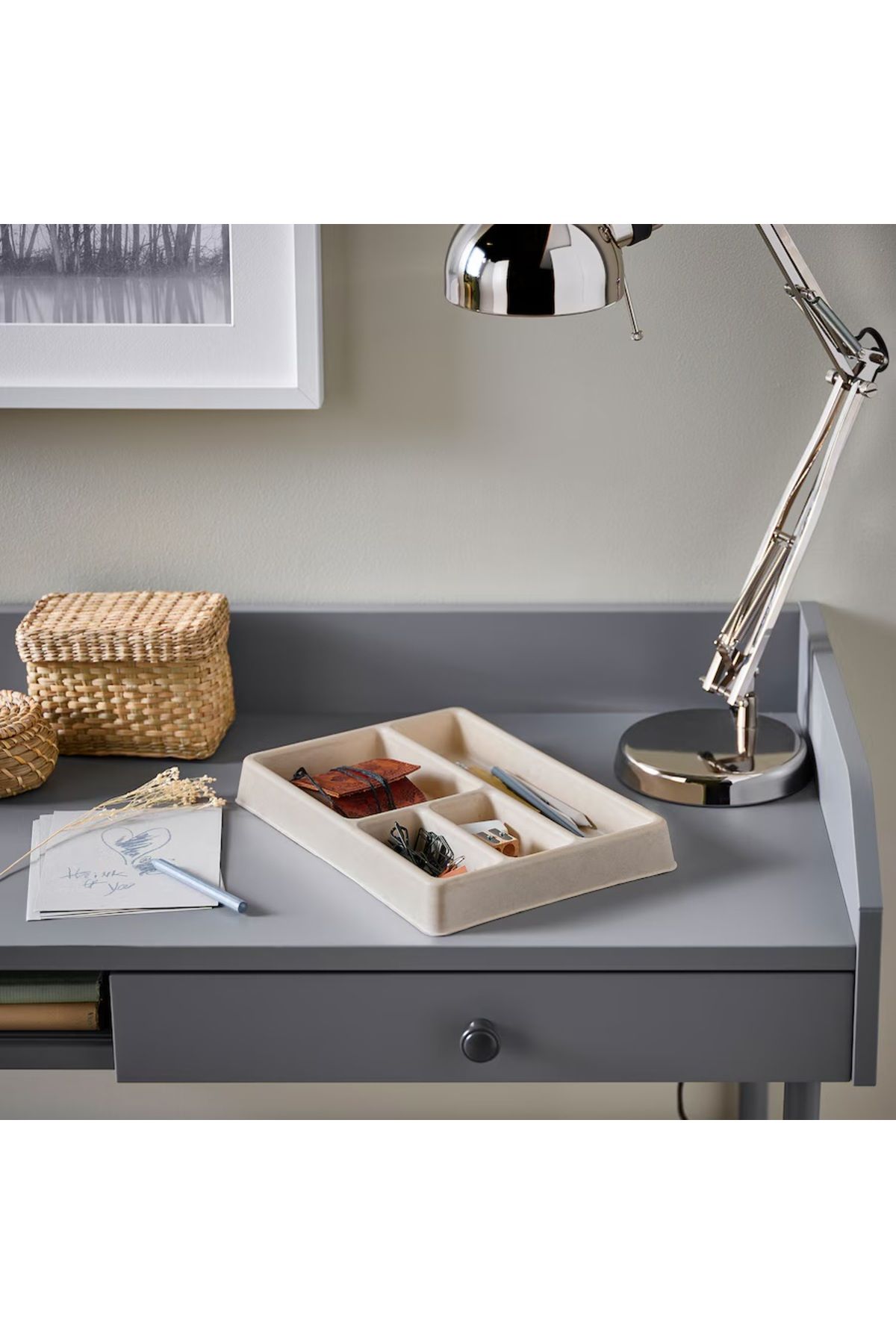 IKEA Hönsnat 29x21 cm 4 Bölmeli Bej Çekmece İçi Düzenleyici Kutu Organizer
