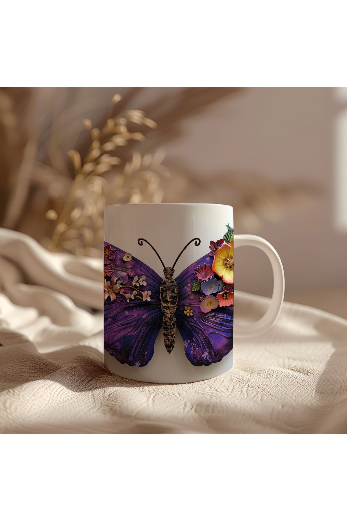 waspandhornet Kelebek Desenli Çiçek Kupası