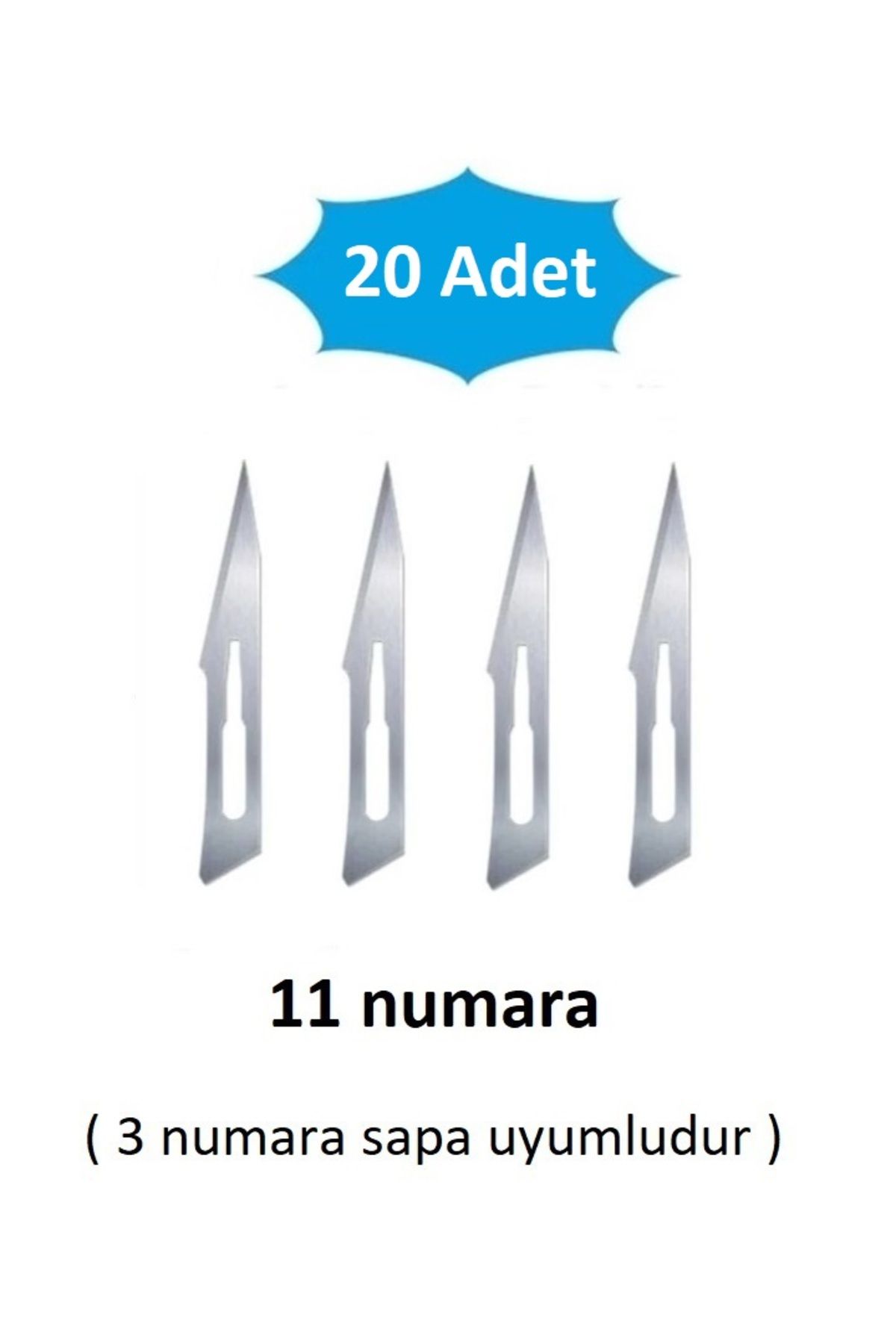 QBR Home 20li paket 11 numara Ahşap Heykel Oyma Sanat Yedek Bıçağı. Geçirmeli Tip ( 3 numara sapa uyumlu )