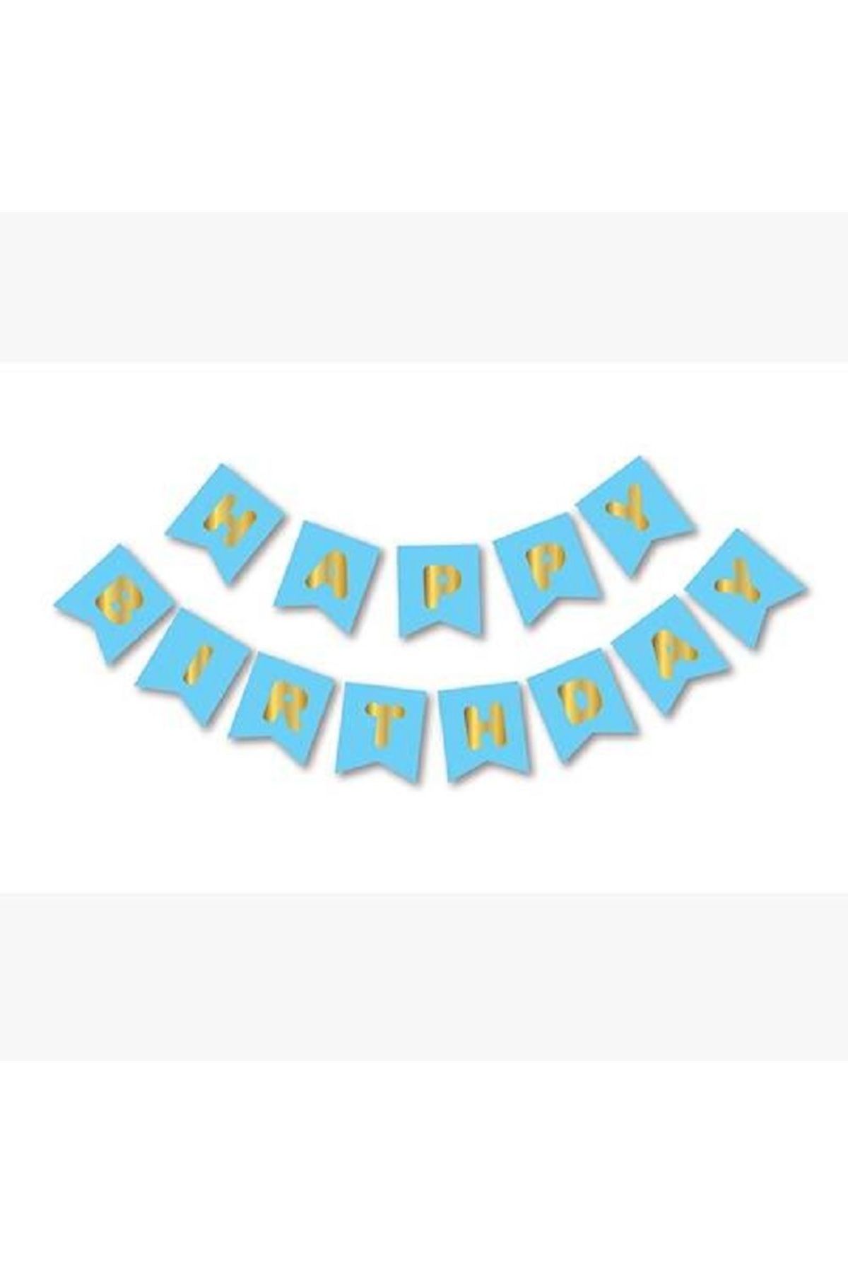 turkuaz parti HAPPY BİRTHDAY YAZI MAVİ GOLD BANNER