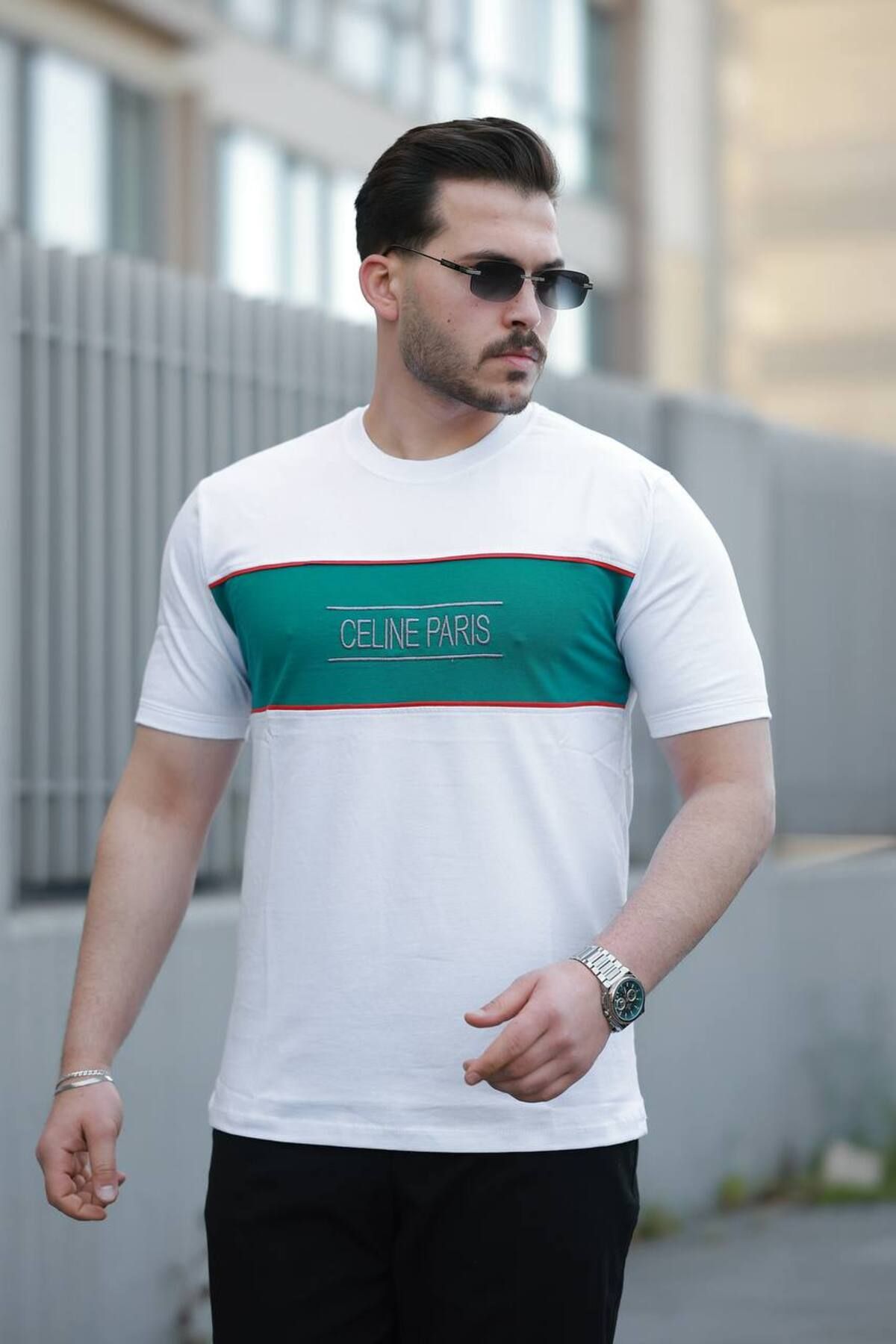 ROBERTO BORNOVA Celine Paris Nakışlı Parçalı Tişört - Tshirt