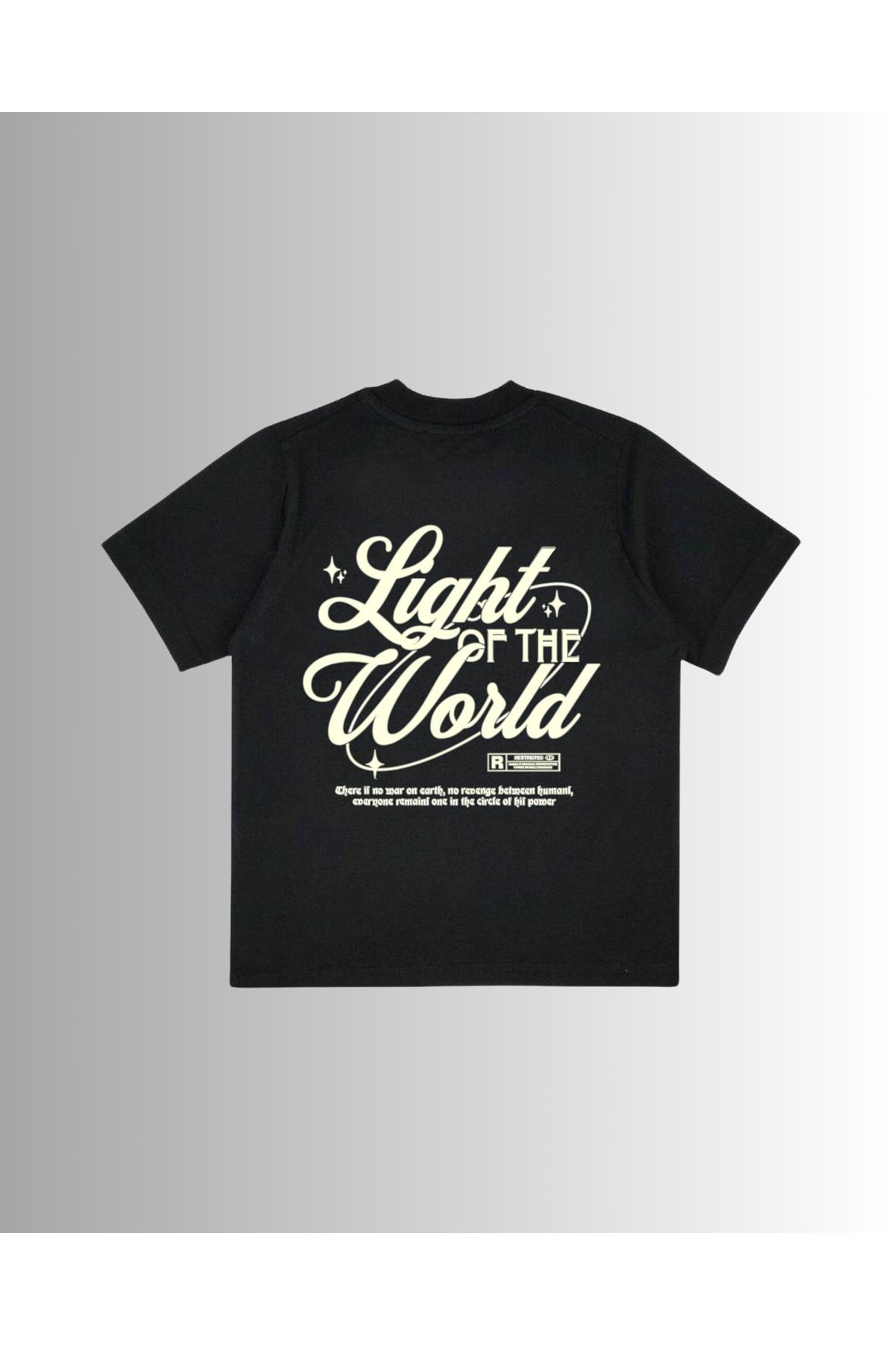 Altair Tr Siyah Oversize Kalıp Light Of The World Baskılı Unisex Tişört T-Shirt