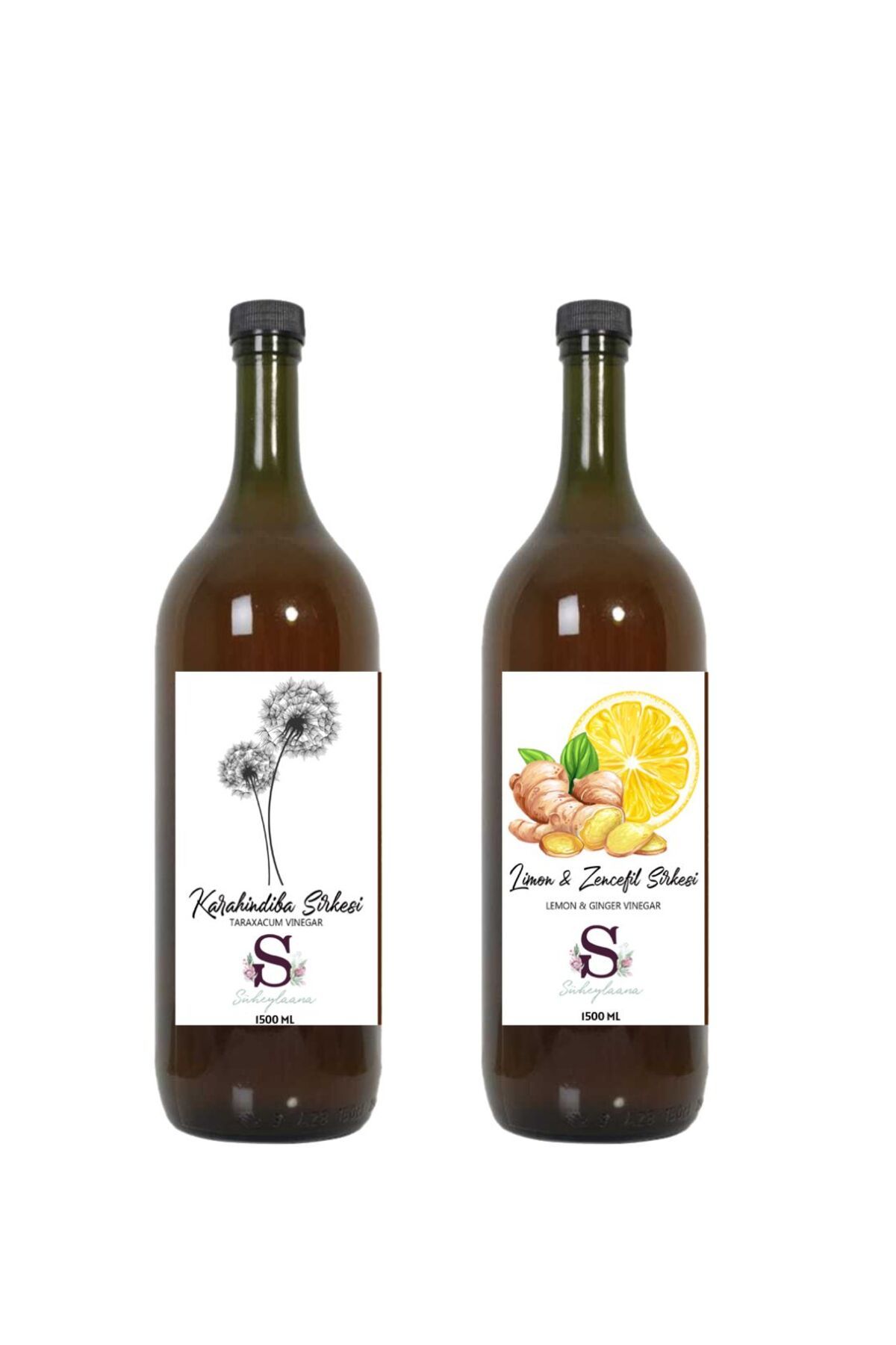 Süheylaana Doğal Karahindiba Sirkesi 1500 Ml - Doğal Limon & Zencefil Sirkesi 1500 Ml