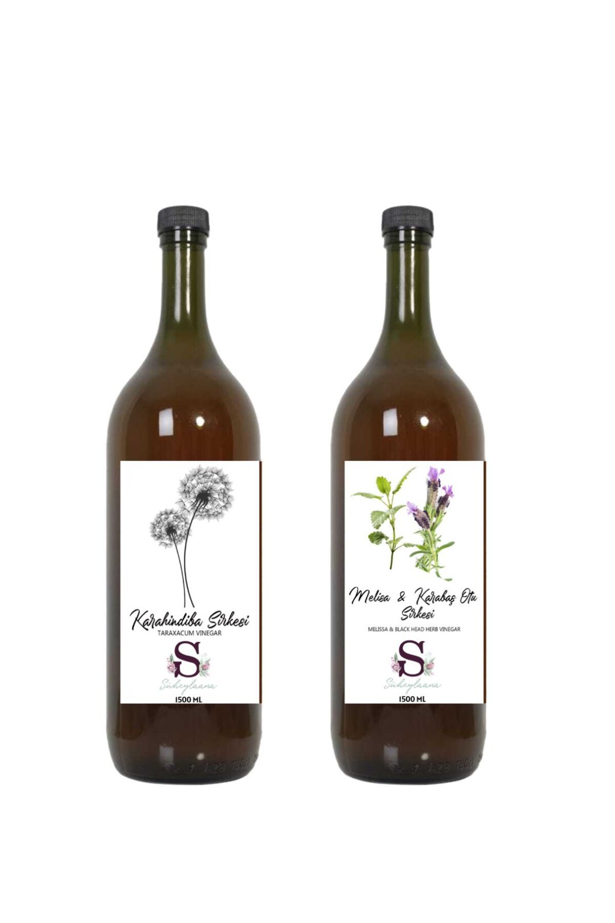 Süheylaana Doğal Karahindiba Sirkesi 1500 Ml - Doğal Melisa Karabaş Otu Sirkesi 1500 Ml