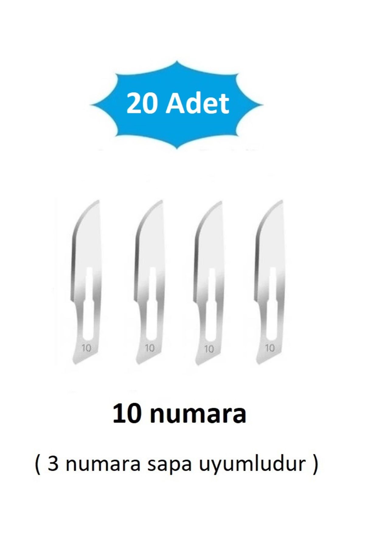 QBR Home 20li paket 10 numara Ahşap Heykel Oyma Sanat Yedek Bıçağı. Geçirmeli Tip ( 3 numara sapa uyumlu )