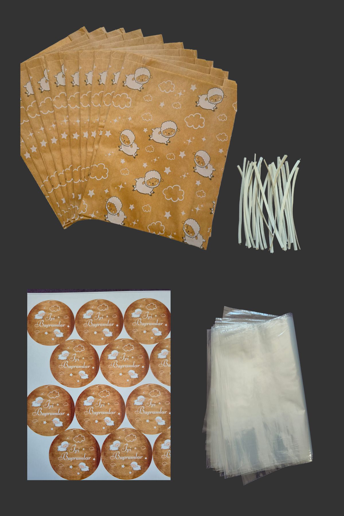 Dekals Bayramı Et Sunum Seti (25x35 Hediye Paketi+ Kalın Buzdolabı Poşeti+Etiket+ Klips)