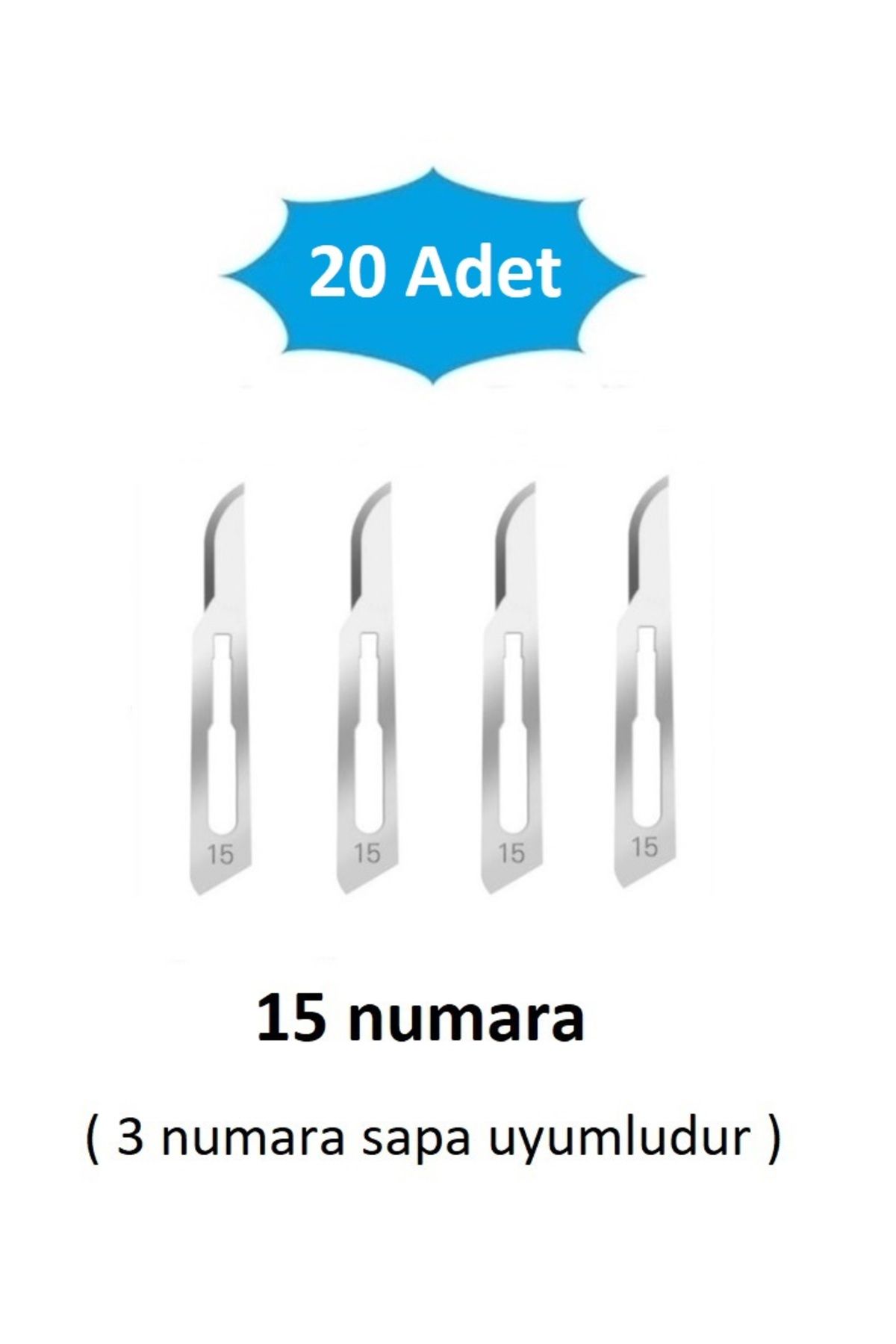 QBR Home 20li paket 15 numara Ahşap Heykel Oyma Sanat Yedek Bıçağı. Geçirmeli Tip ( 3 numara sapa uyumlu )