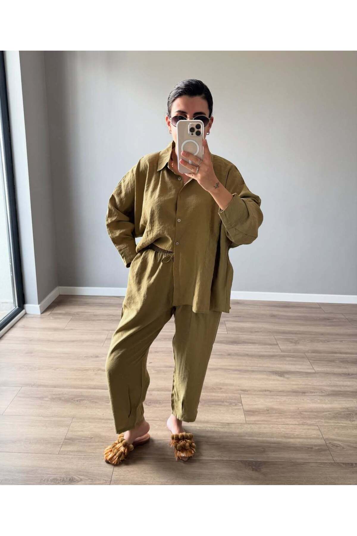 nays butik Modal Kumaş Gömlekli İkili Takım