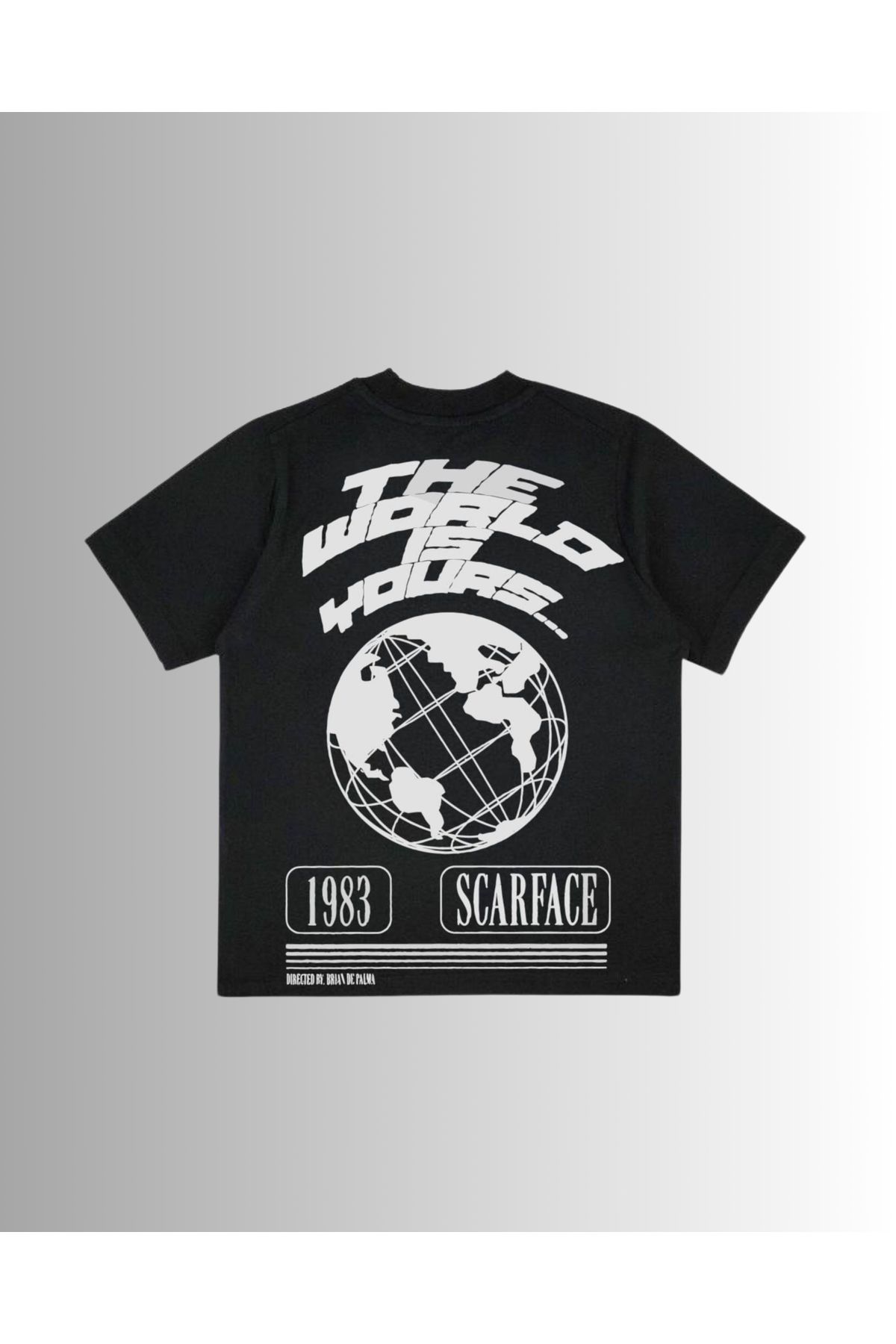 Altair Tr Siyah Oversize Kalıp The World İs Yours, Scarface Film Baskılı Unisex Tişört T-Shirt