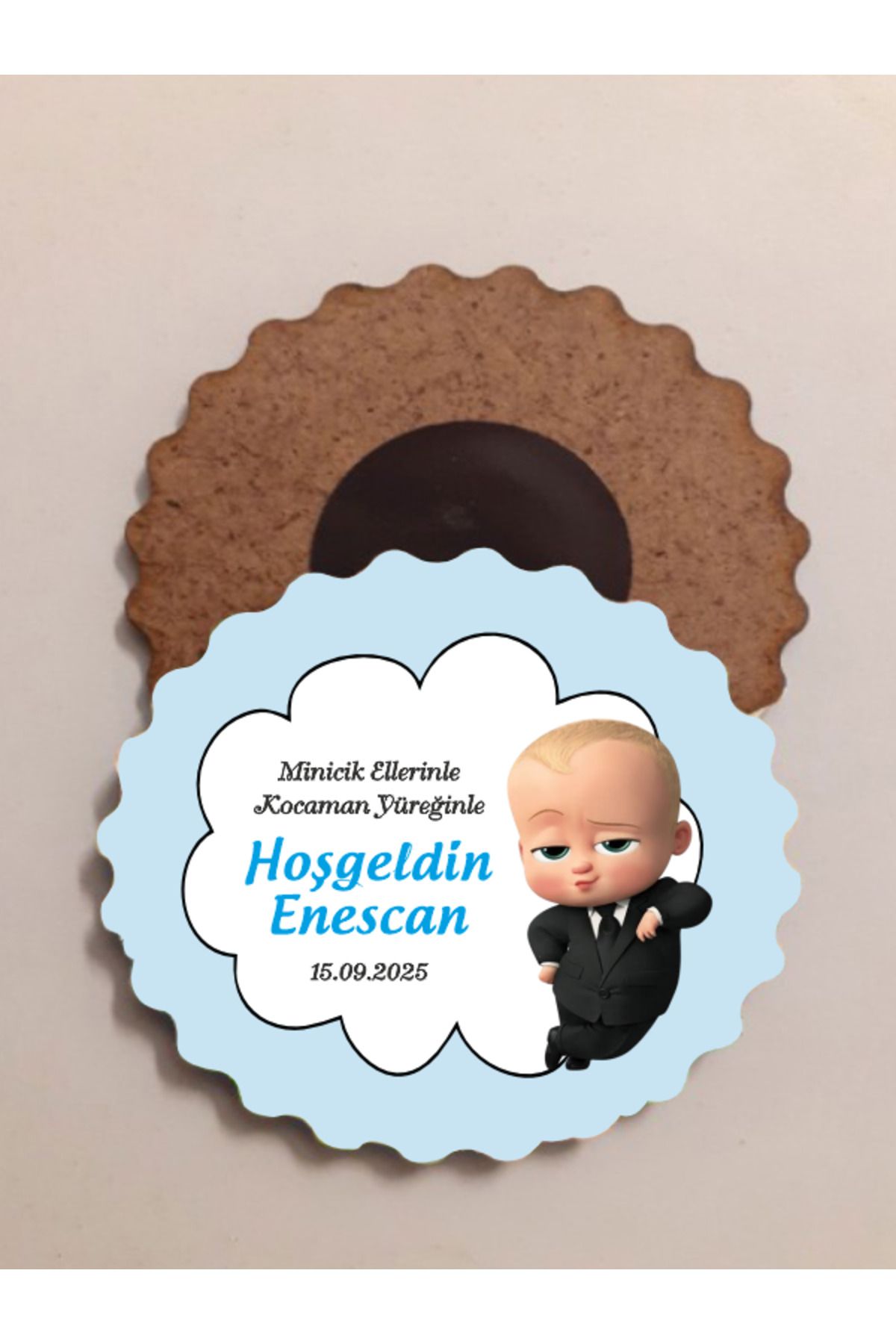 edoy Kişiye Özel Ahşap Doğum Günü Magneti – 50 Adet | Yenidoğan & 1 Yaş Kutlamalarına Özel Hediyelik