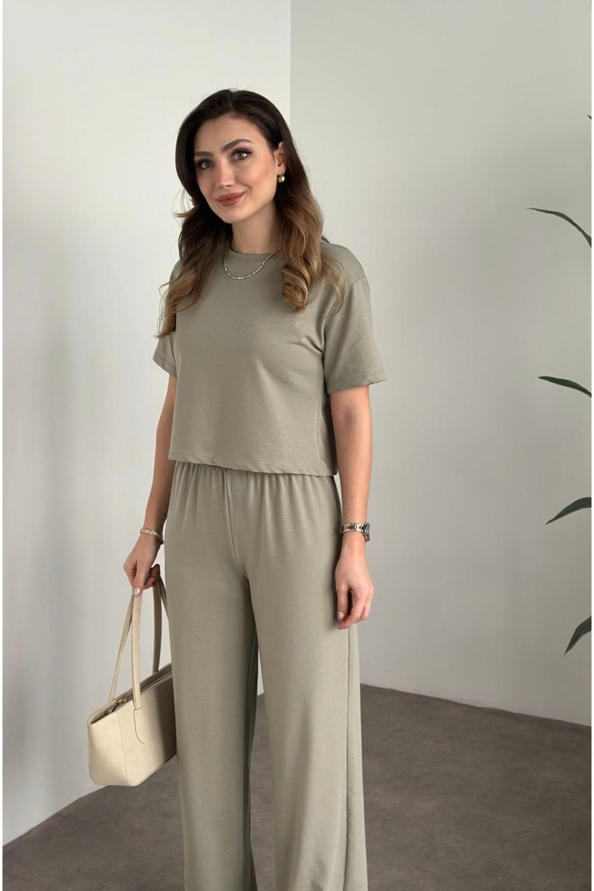 Moda Kızı Butik Kadın Oversize Alt Üst Crop Eşofman Takımı