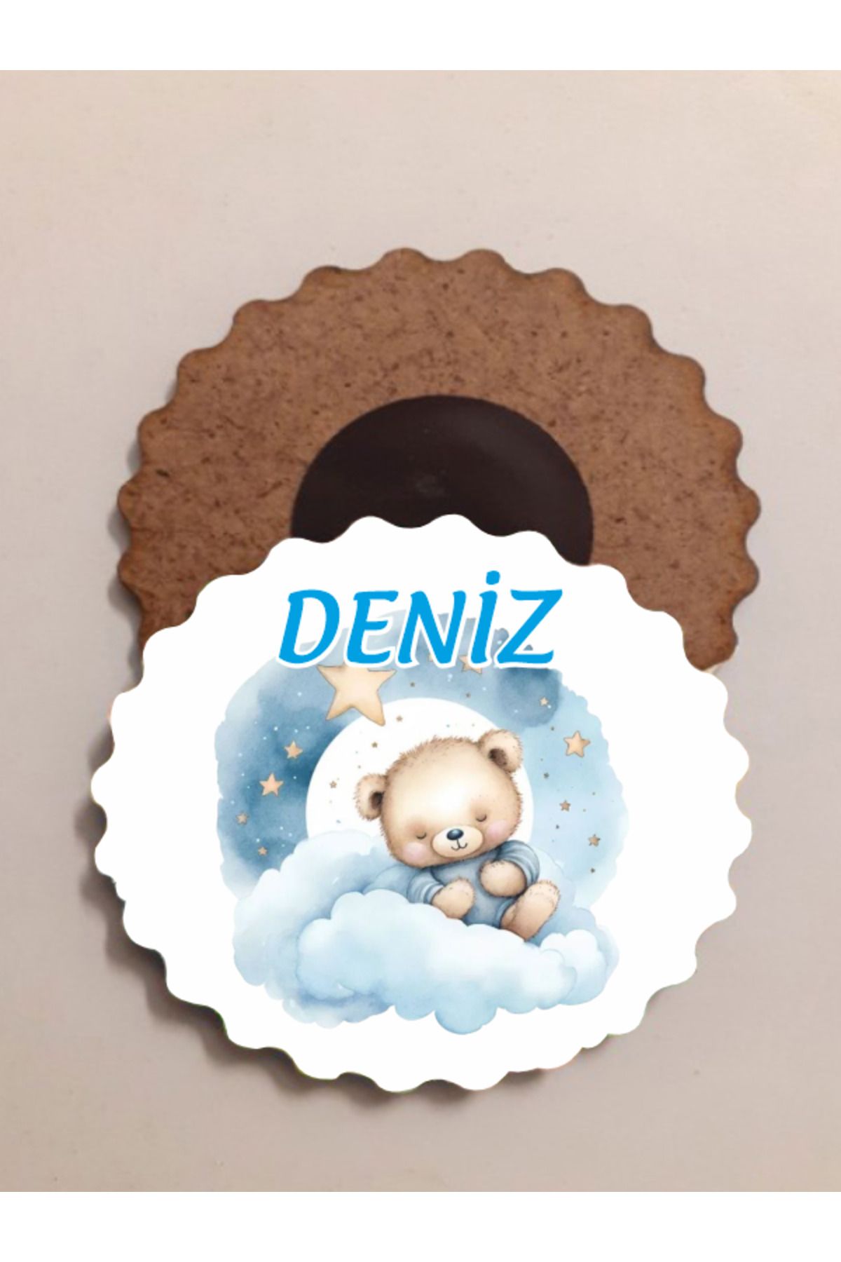 edoy Kişiye Özel Ahşap Doğum Günü Magneti – 50 Adet | Yenidoğan & 1 Yaş Kutlamalarına Özel Hediyelik