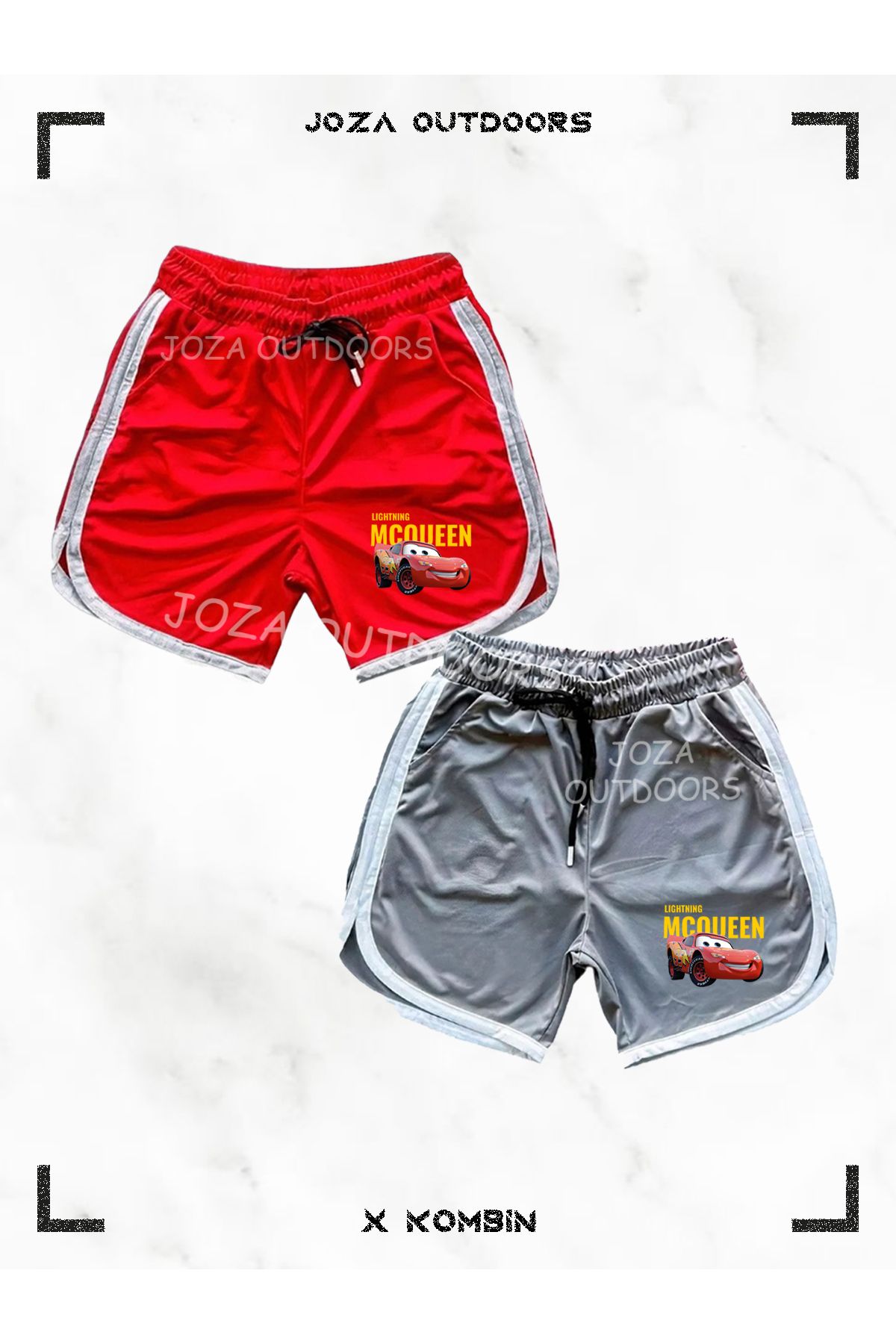 Joza Outdoors Mcqueen Baskılı File Basketbol Antreman Sporcu Şortu Çizgi Detaylı 2'li Set