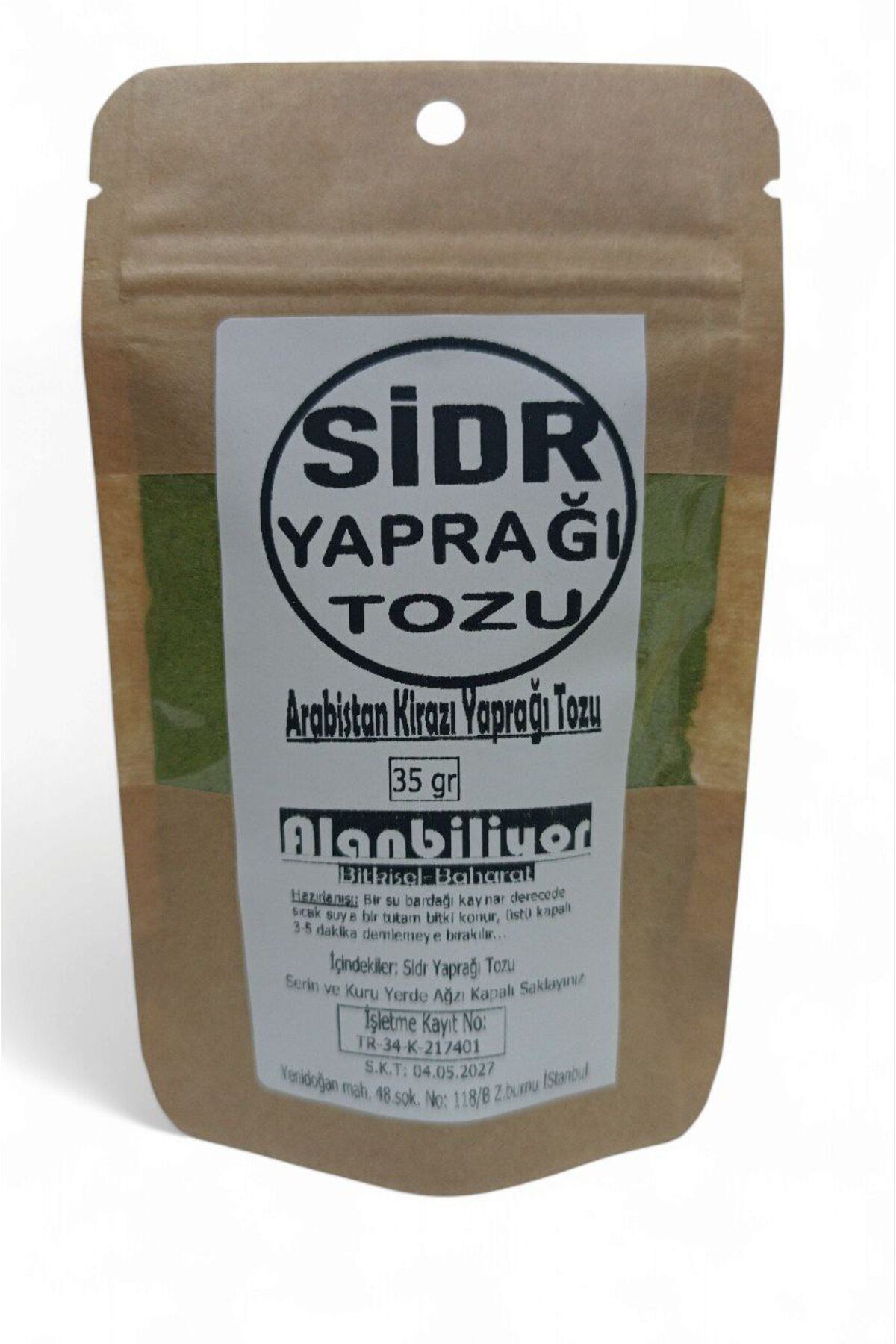 Alanbiliyor Sidre 1.Kalite Sidr Tozu Sidir Yaprağı Tozu Arabistan Kirazı Yaprağı Tozu 35 gr