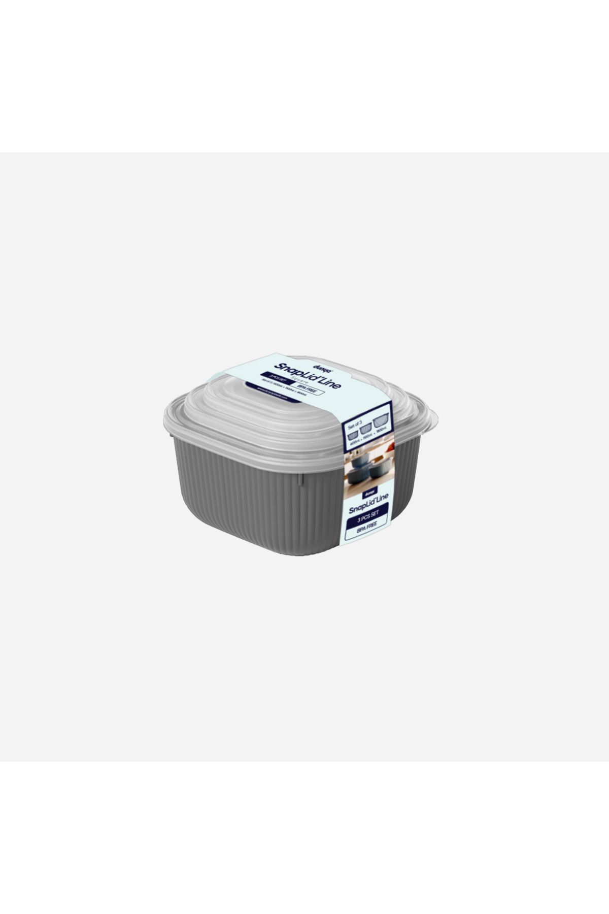 Dünya Plasik 3lü İç İçe Geçmeli Saklama Kabı Kare Set ( 600 - 1100 - 1800 ml)