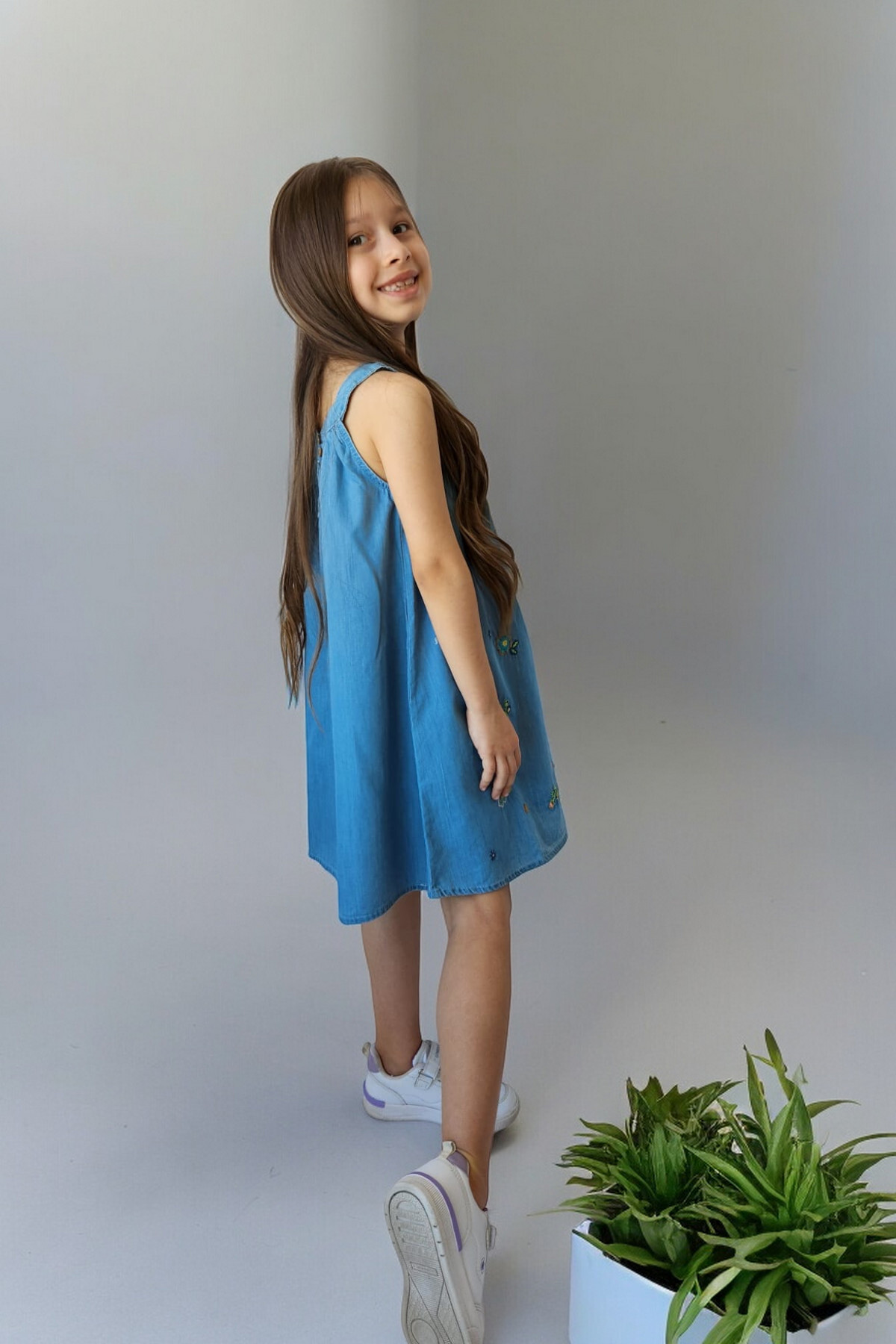 QUB CLUB Kız Çocuk Mavi Jile Elbise fotoğrafı 3 (önizleme)