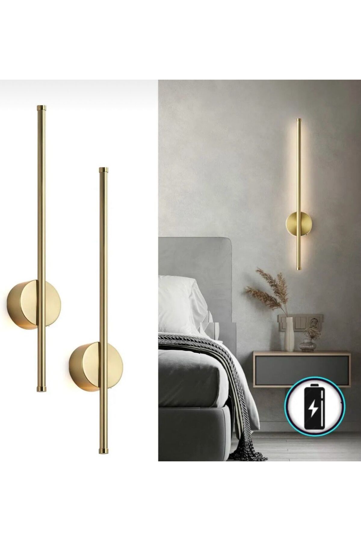 umo light ŞARJLI 70CM GOLD DUVAR APLİK GÜNIŞIGI 3000K