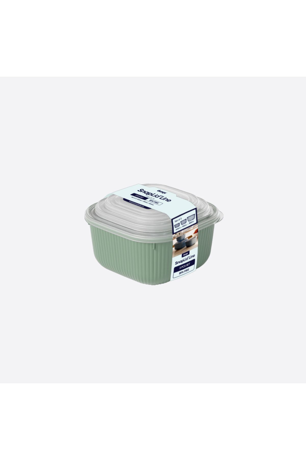 Dünya Plasik 3lü İç İçe Geçmeli Saklama Kabı Kare Set ( 600 - 1100 - 1800 ml)