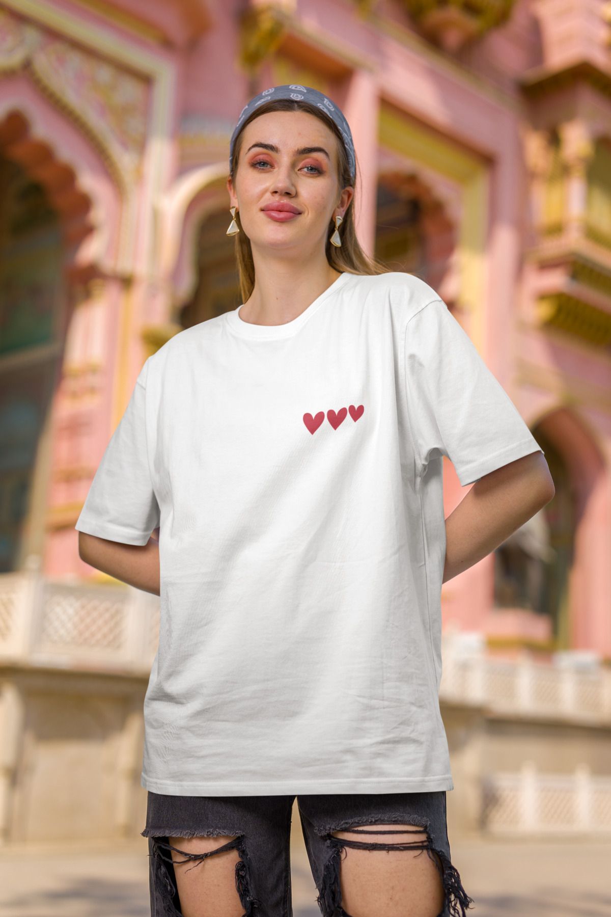 ick artwear MİNİMAL KALP BASKILI PREMIUM OVERSIZE TSHIRT – 24/1 SÜPREM PENYE