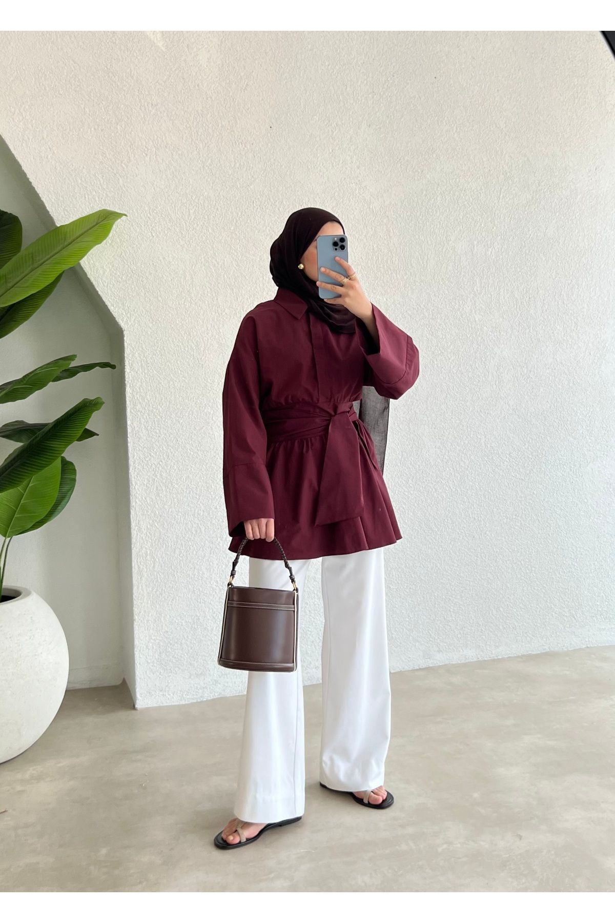 MODA AKSA BEL KUŞAK GÖMLEK