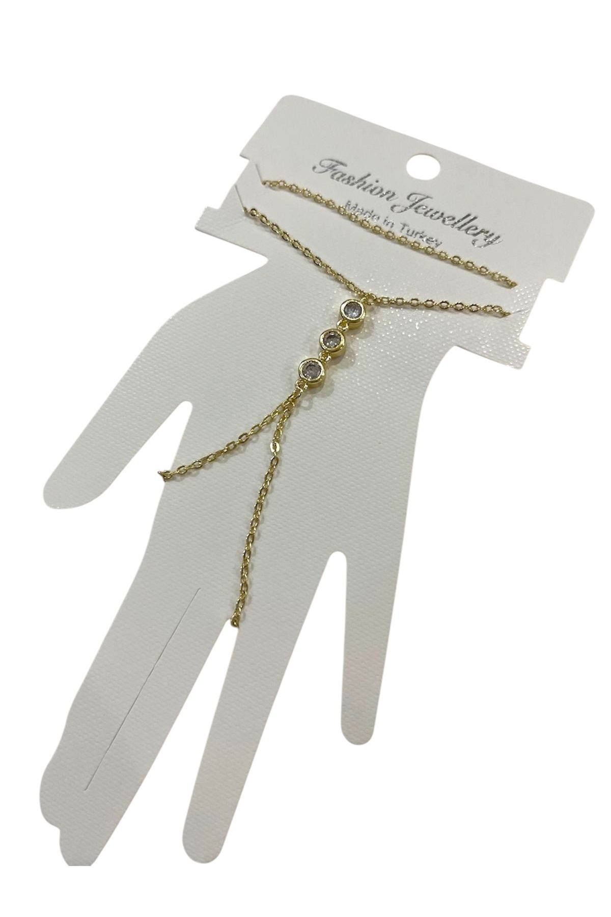clover accessory Üç zirkon taşlı şahmeran