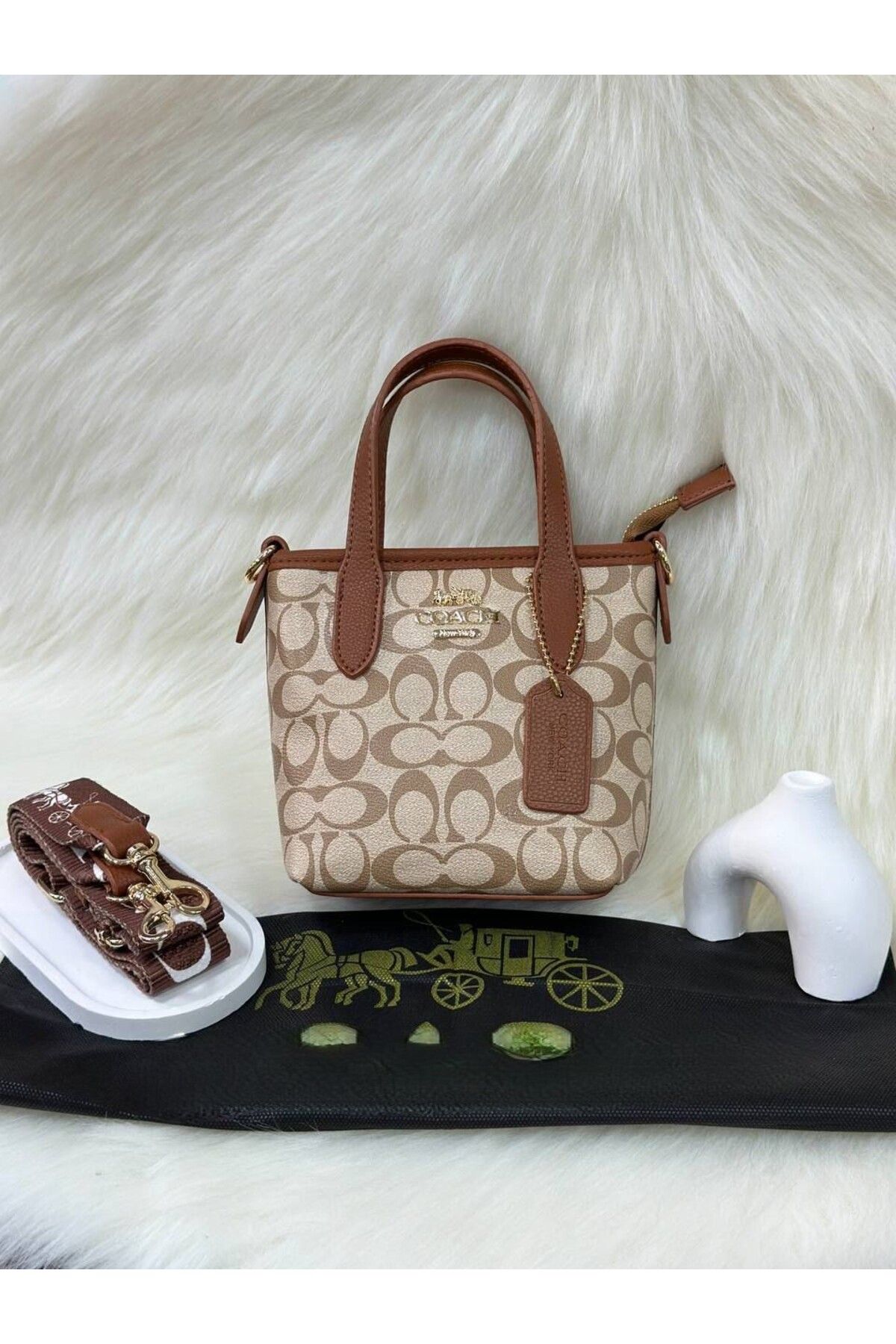 LEAUDER WOMEN KADIN MİNİ BOY GOLD AKSESUARLI ASKILI EL VE OMUZ ÇANTASI COAC-HH