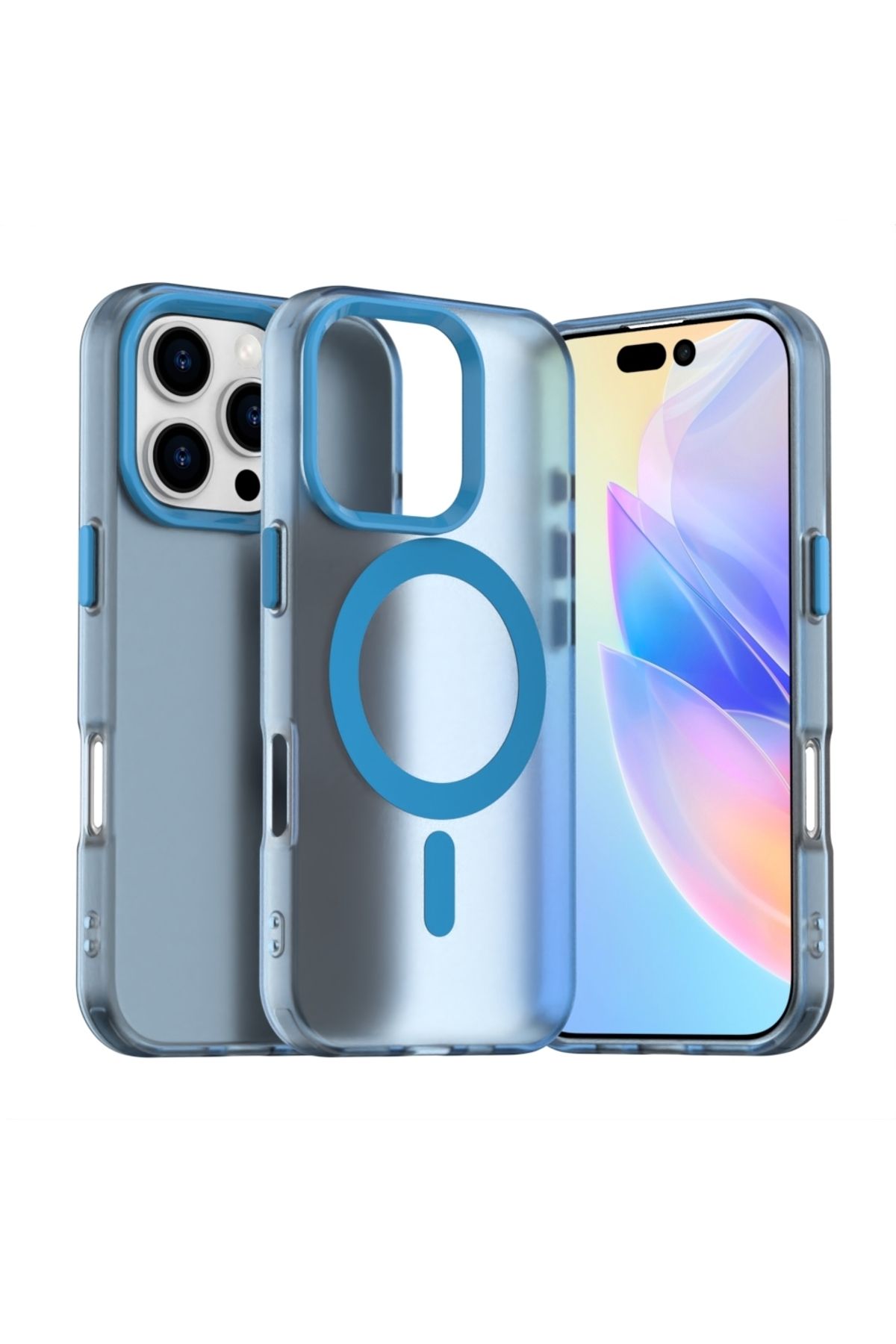 Deppo Trend iPhone 16 Pro Max Uyumlu Kılıf Buzlu Mat Sararmayan Magsafe İçin Uygun Renkli Manyetik Sert Kapak