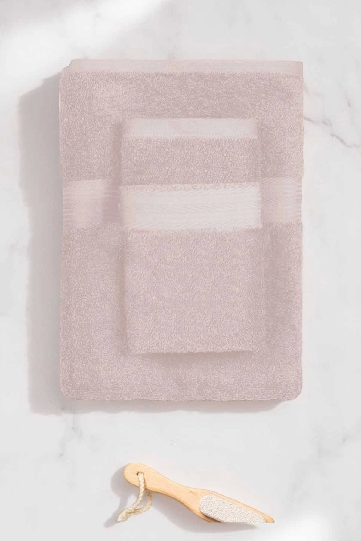 Mira Home 2 Parça Battal Lüks Premium Banyo Spa Havlu Takımı 90x170 Cm Pudra