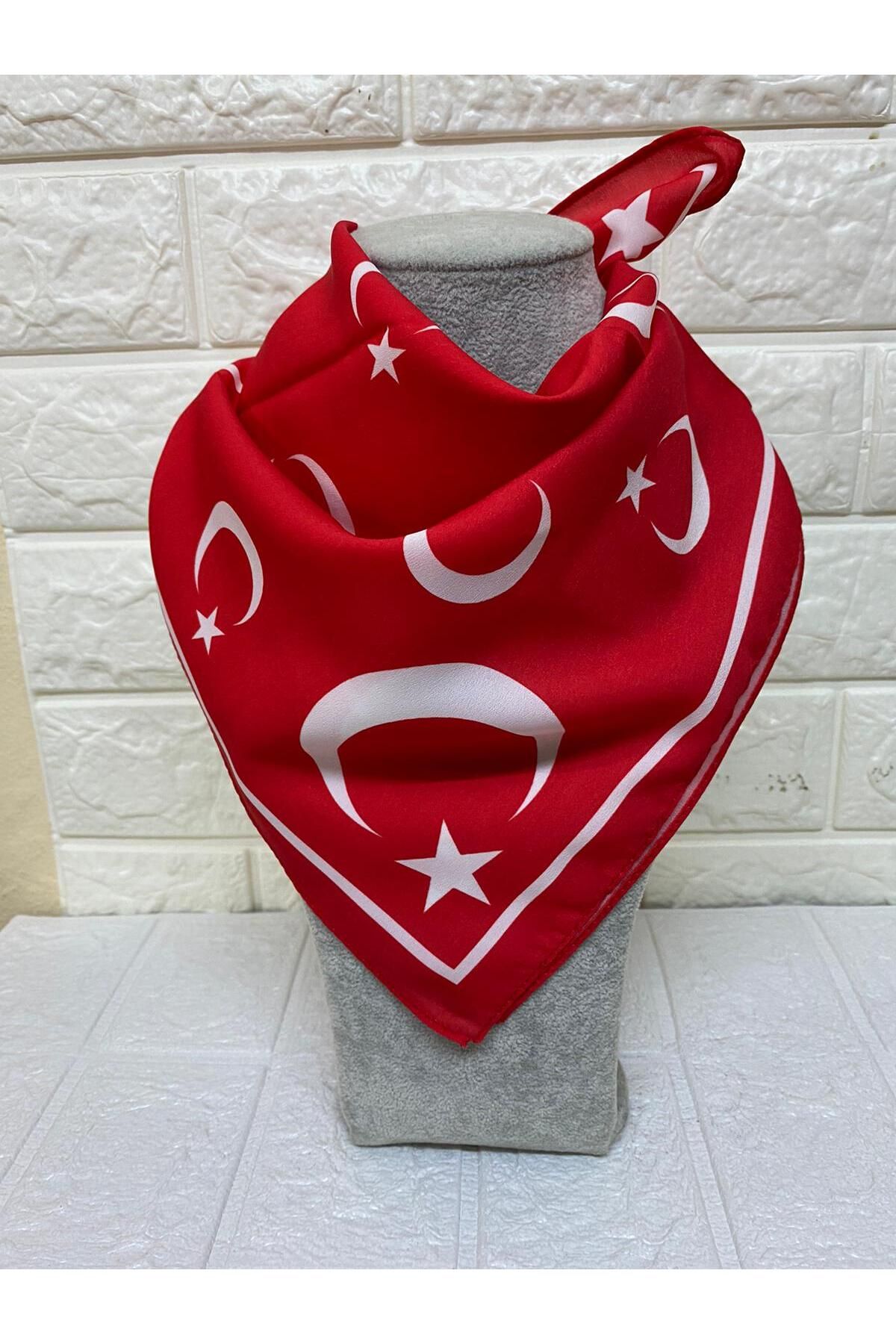 sema aksesuar Kırmızı Ay Yıldız Türk Bayrağı Temalı Unisex Fular - Bandana - 23 Nisan, 29 Ekim, 19 Mayıs