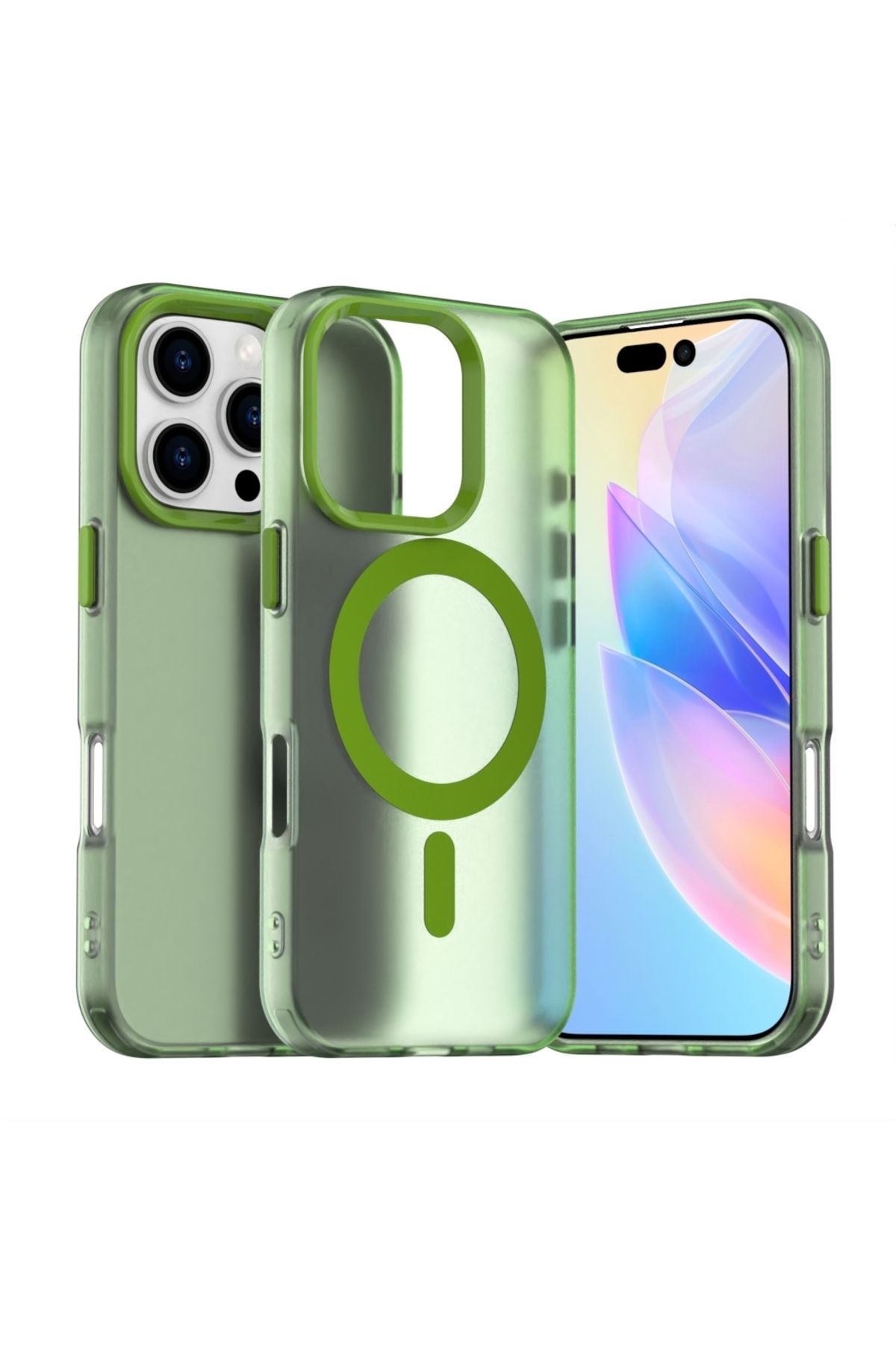 Deppo Trend iPhone 16 Pro Max Uyumlu Kılıf Buzlu Mat Sararmayan Magsafe İçin Uygun Renkli Manyetik Sert Kapak