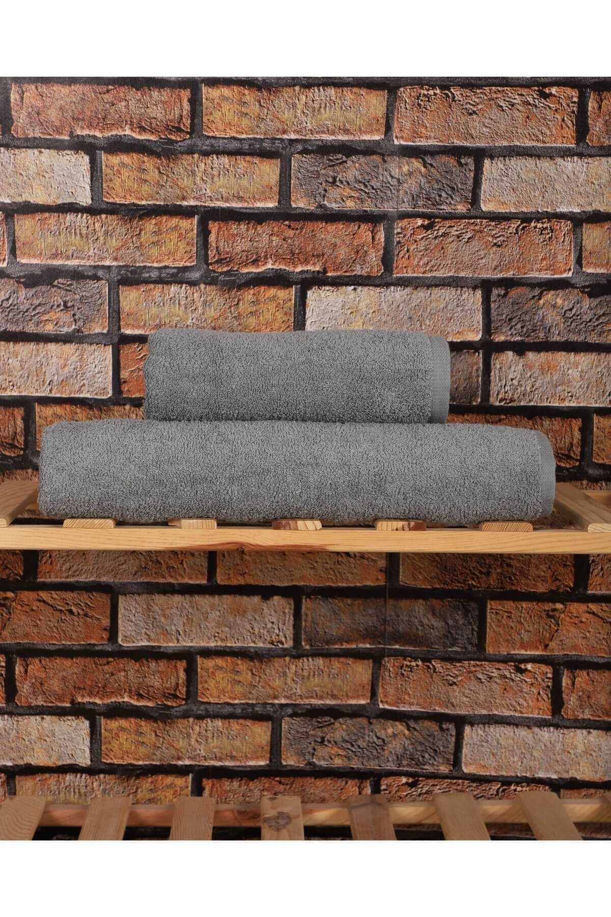 Mira Home 2 Parça %100 Pamuklu Soft Lüx Banyo Havlu Seti Gri