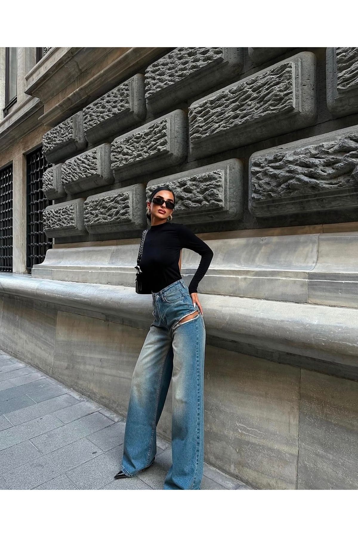 laminaa Fermuarlı Baggy Jeans