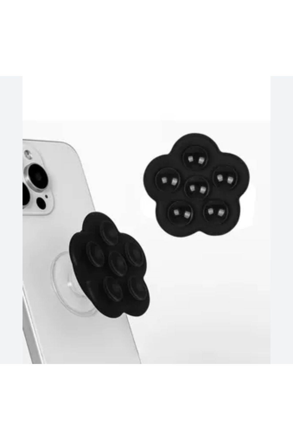 Buççin Siyah Telefon Arkası Yapışkanı Çiçek Desenli Telefon Arkası Tutucu Dayanıklı Yapışkanlı Popsockets
