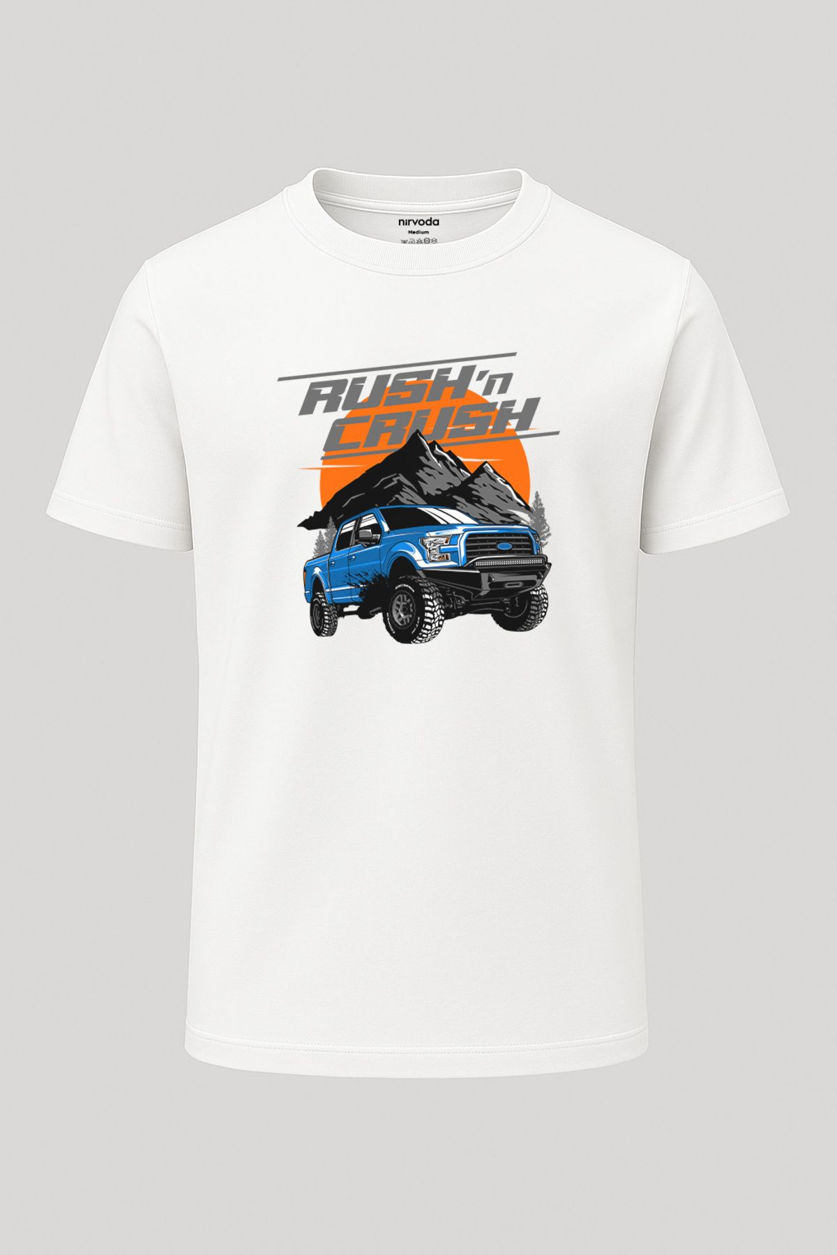 nirvoda Unisex Road Off Araba Baskılı Tişört - Uzun T-shirt