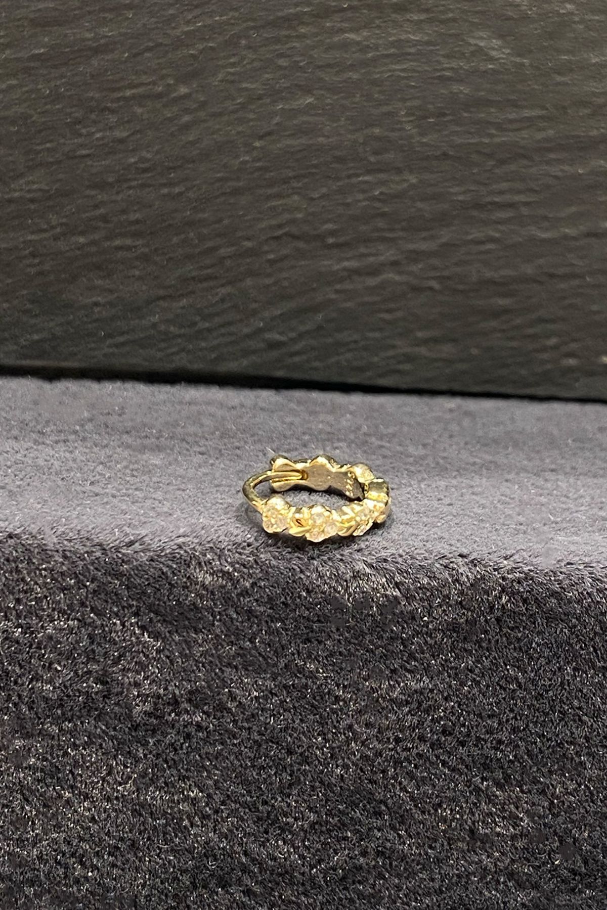 La femme by begum Beyaz Taşlı Ve Taşsız Mini Kalp Gold Gümüş Halka Piercing,helix,tragus, Kıkırdak Küpesi