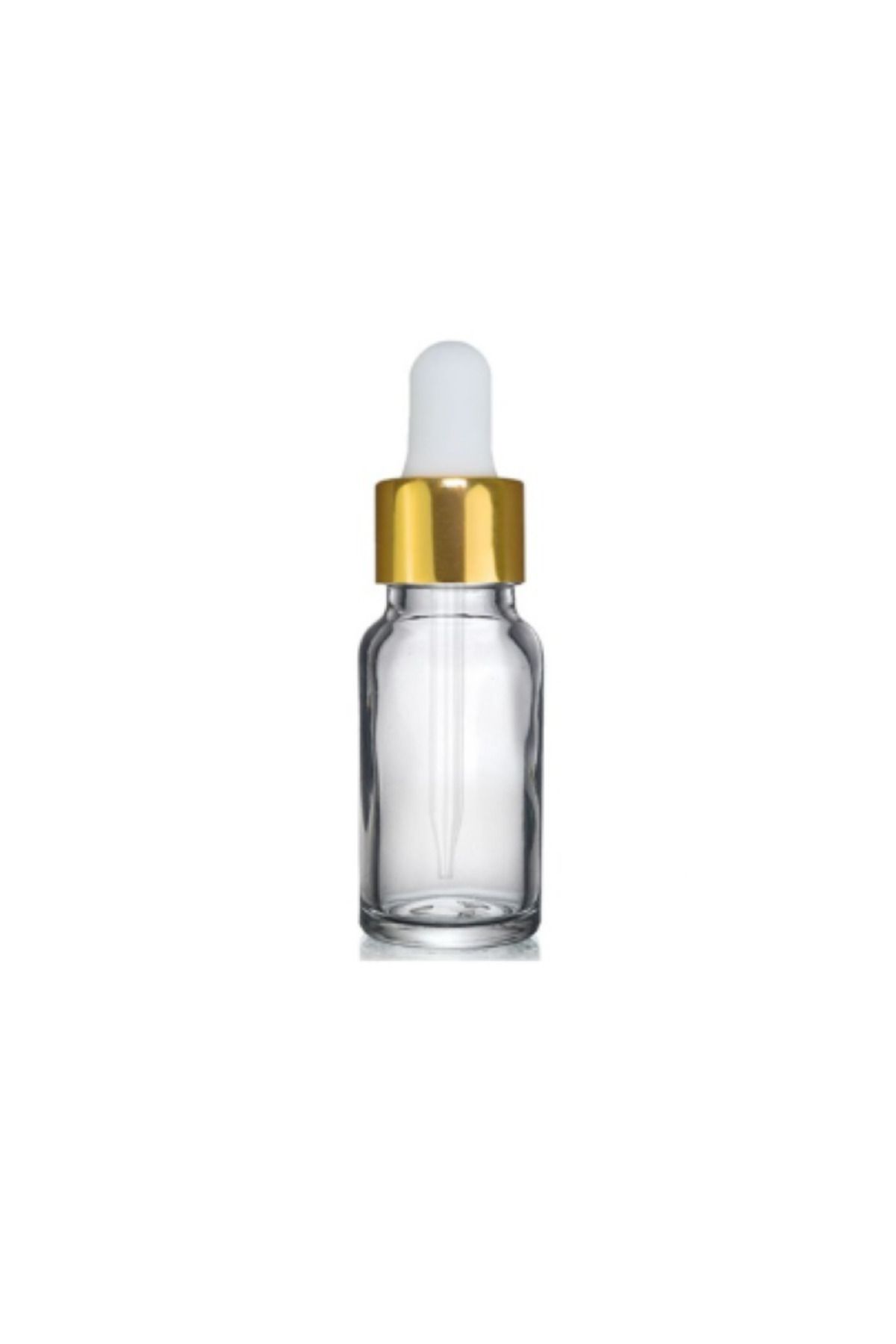 makrobay 10 Ml Altın Başlıklı Damlalıklı Şeffaf Cam Şişe 10 Adet