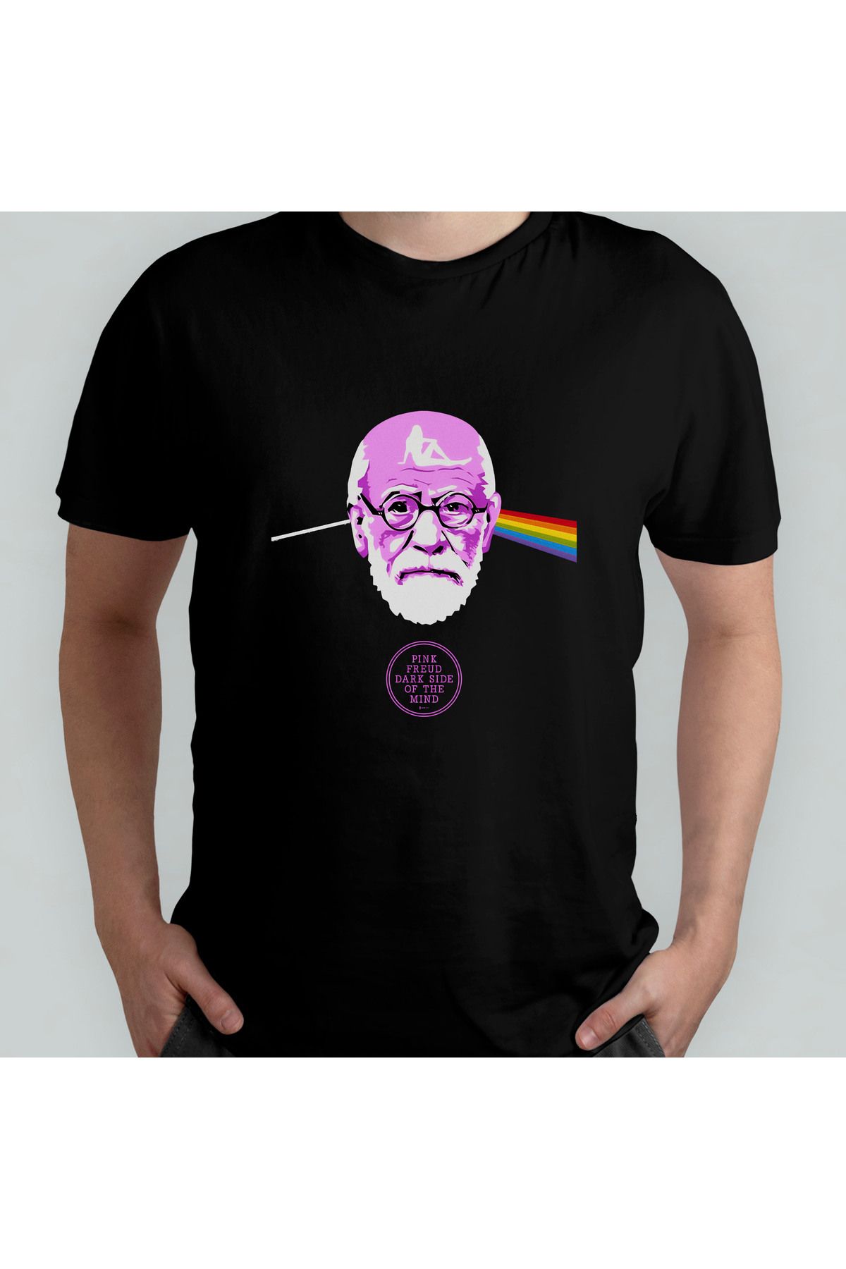 Pixxa Pink Freud The Darkside of The Mind Unisex %100 Pamuklu Bisiklet Yaka T-Shirt