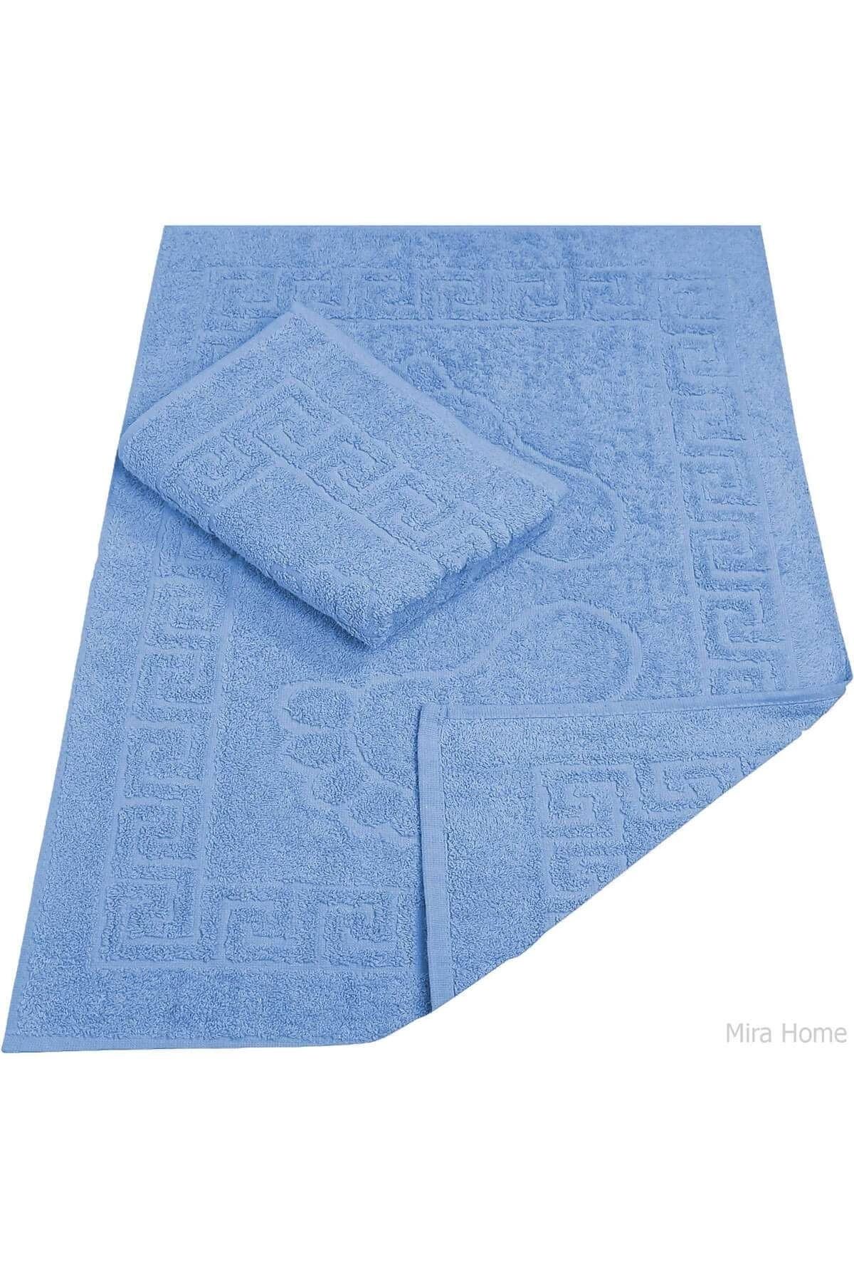 Mira Home 2 Li Banyo Ayak Havlusu %100 Pamuk 50X70 Cm Menesch Mavi