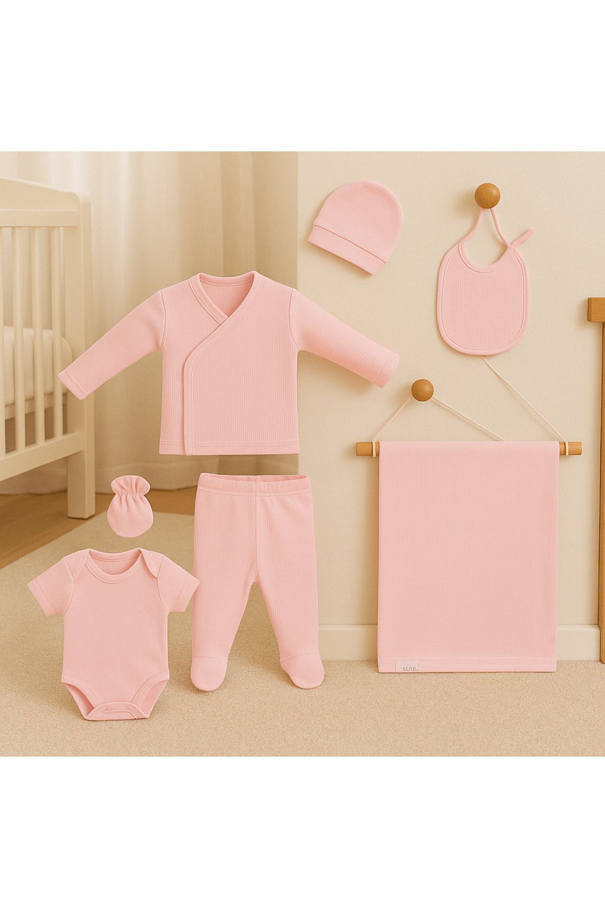 BEREKET BABY 7 Parça %100 Organik Pamuklu Yenidoğan Bebek Hastane Çıkışı Seti 0-3 AY
