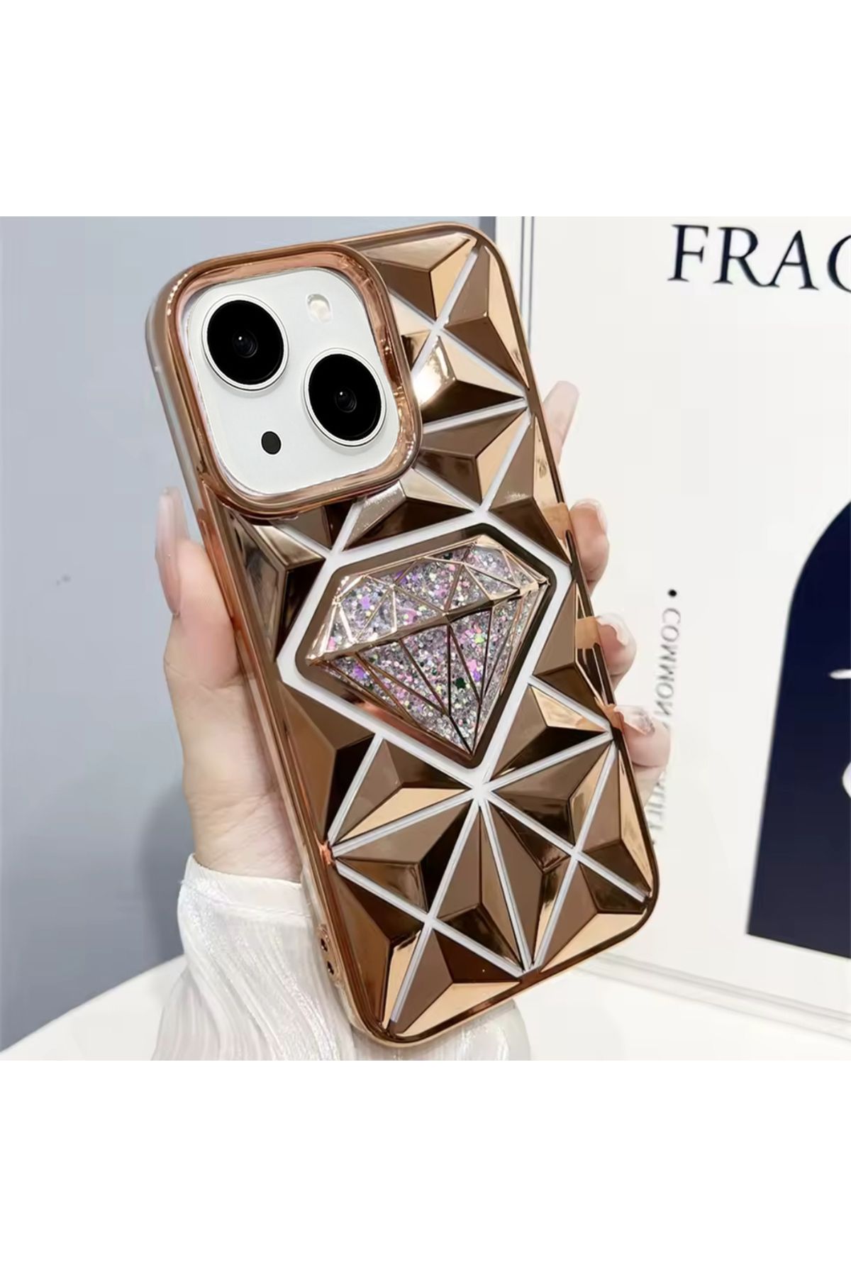 EDELFU iPhone 13 ve 14 Parlak Elmas Desenli Simli Kapak Koruyucu Silikon Kılıf