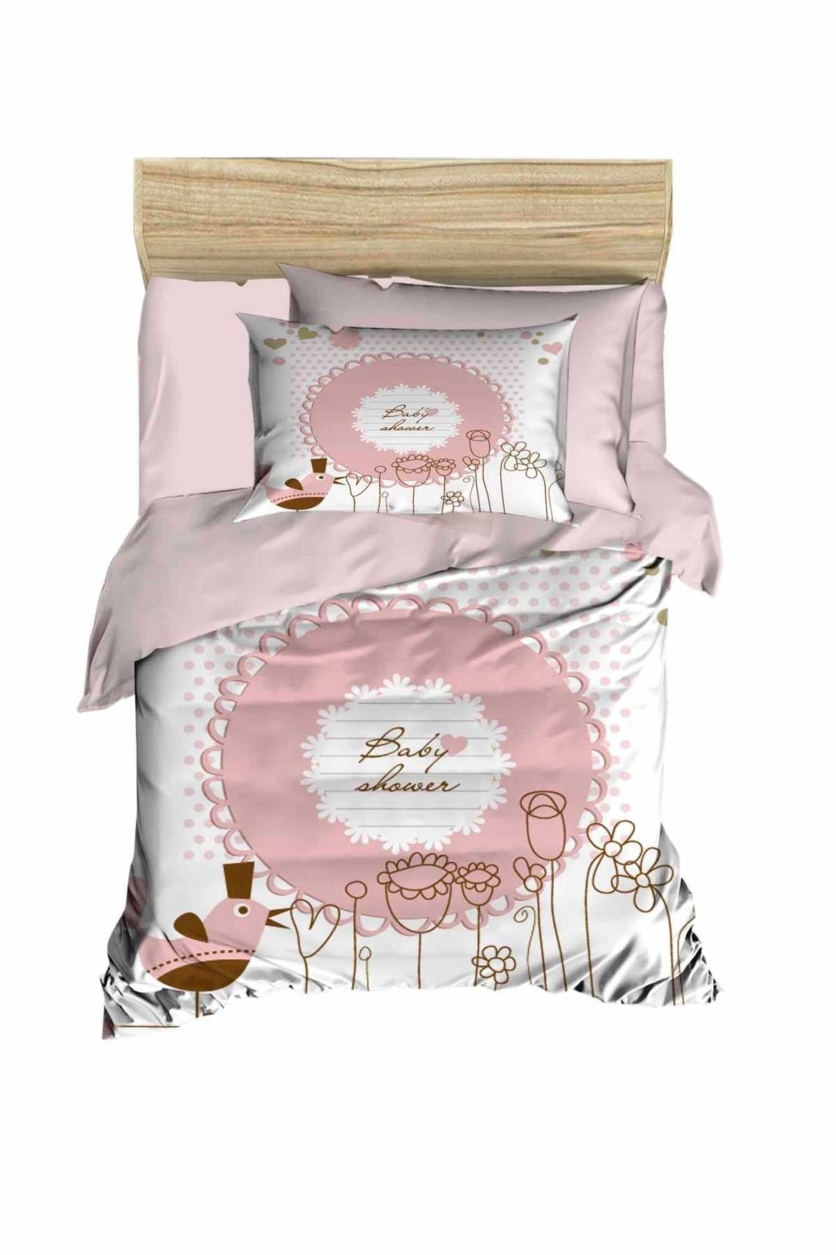 Mira Home Yenidoğan Kız Bebek Nevresim Takımı %100 Pamuklu Baby Shower