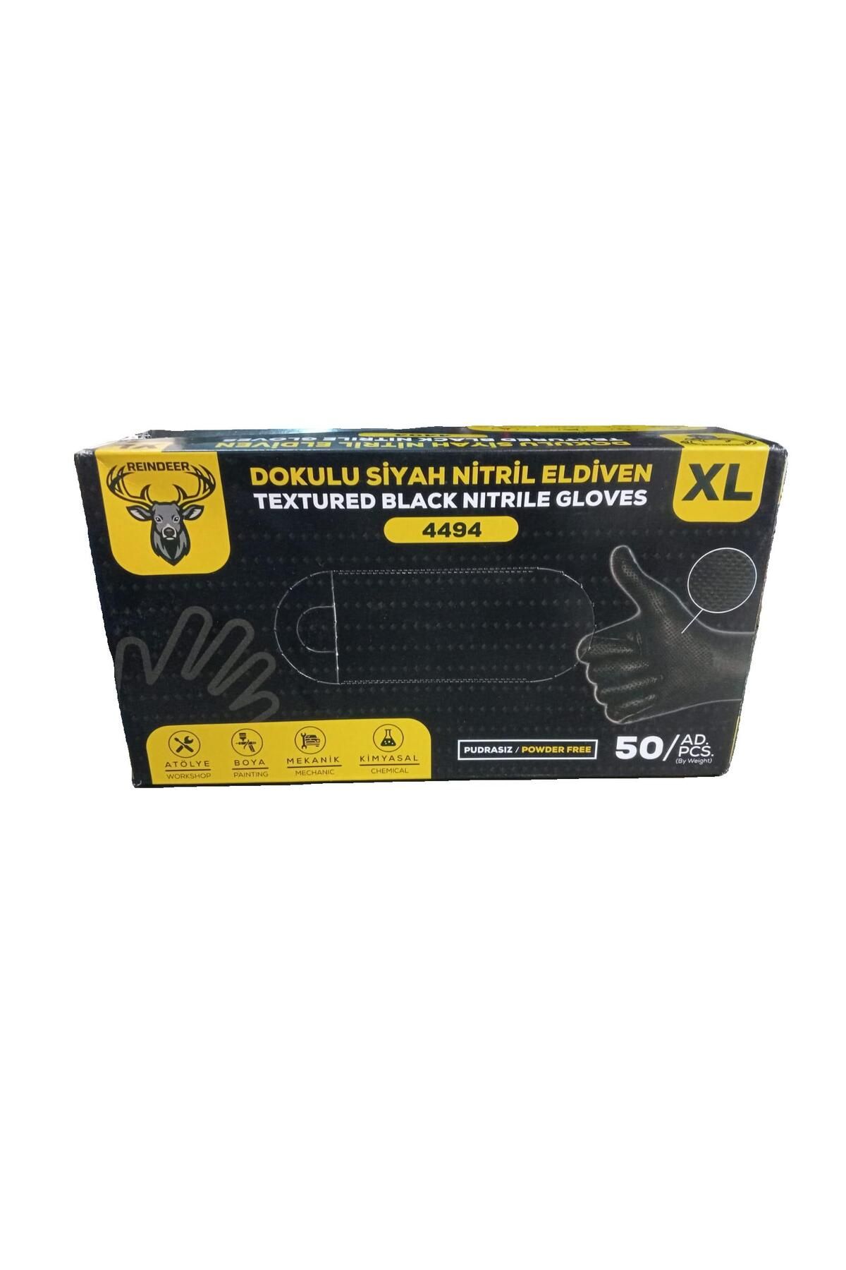 VİLERA HOME Reındeer 50lı Dokulu Extra Kalın Siyah Eldiven