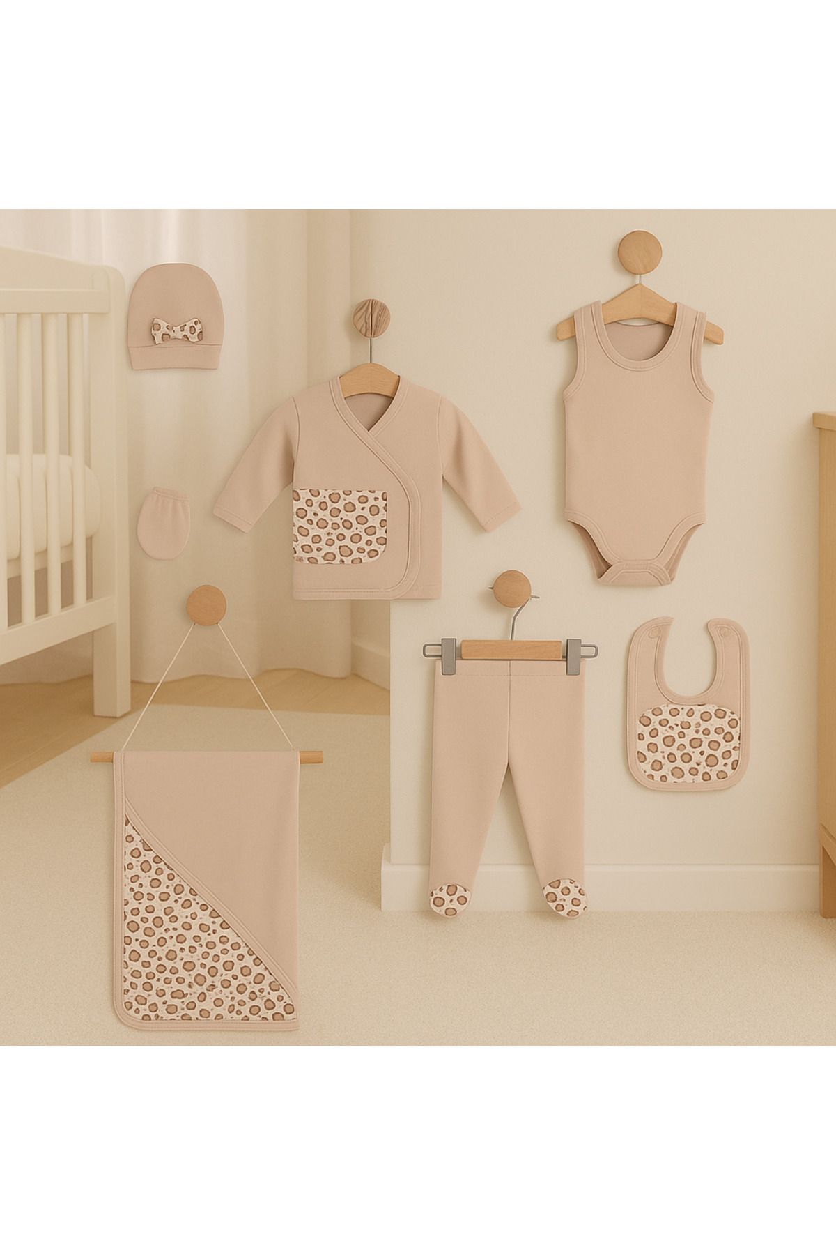 BEREKET BABY 7 Parça %100 Organik Pamuklu Yenidoğan Bebek Hastane Çıkışı Seti 0-3 AY