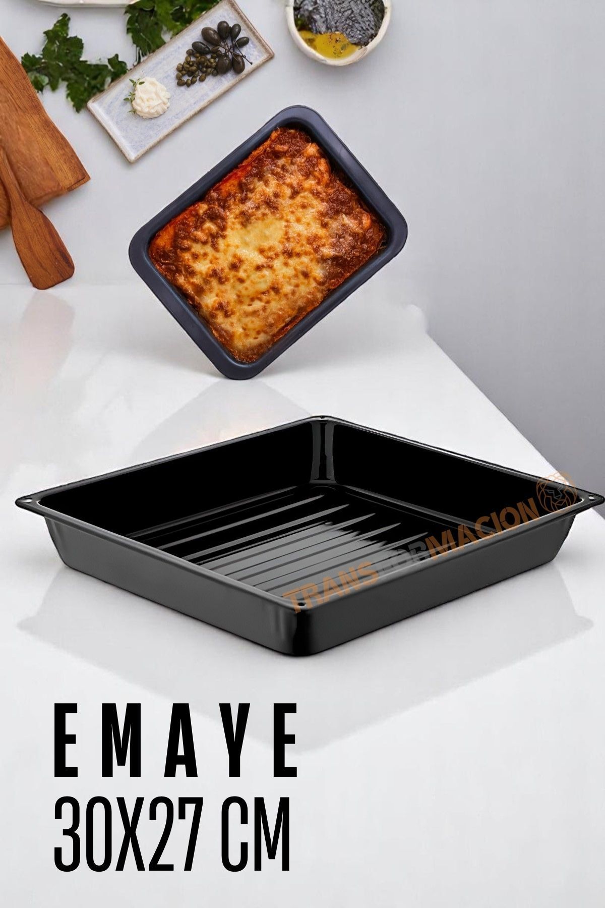 Transformacion Emaye Fırın Tepsisi Siyah - Dikdörtgen Emaye Fırın Tepsisi 30X27 Cm 721646