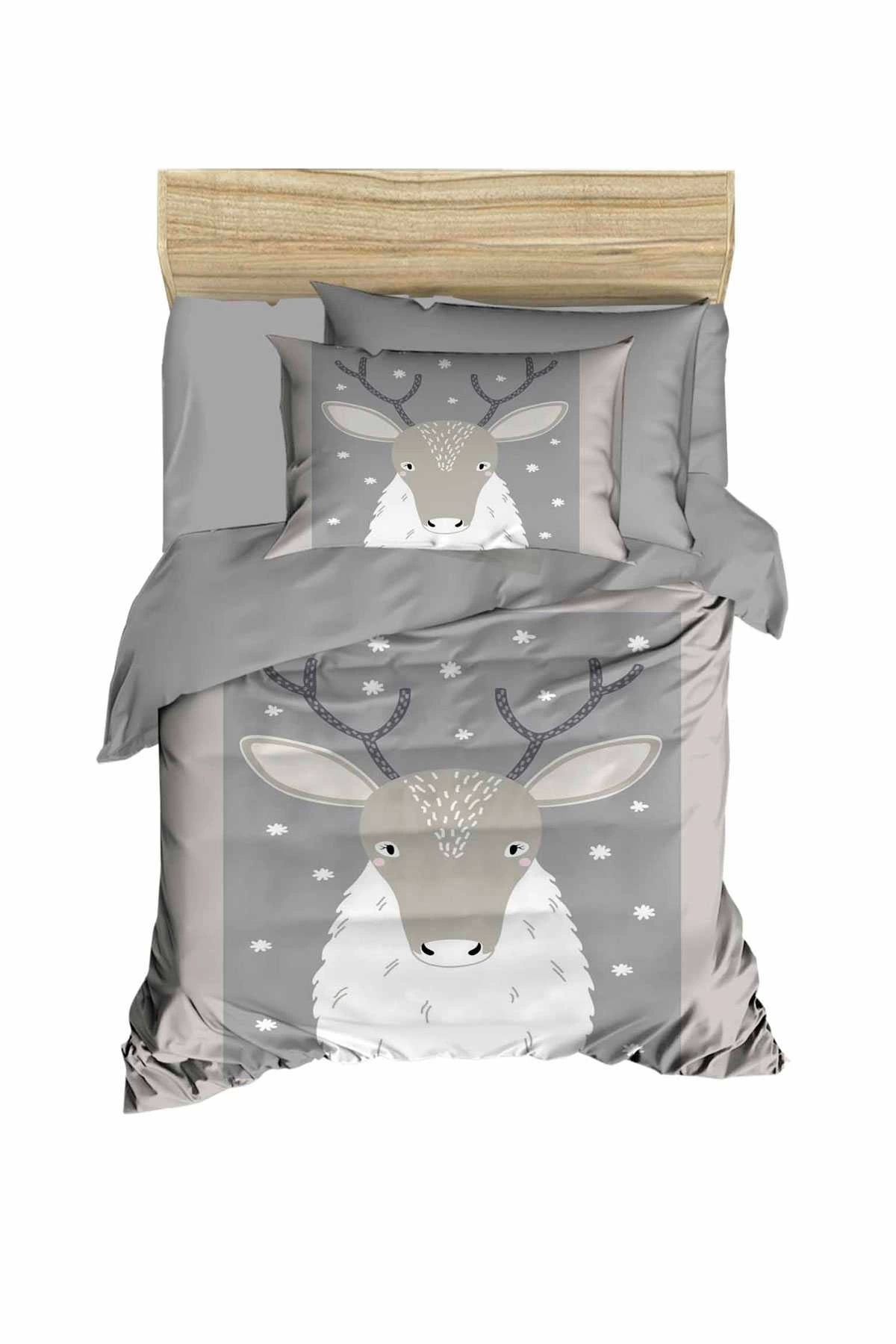 Mira Home Yenidoğan Kız / Erkek Unisex Bebek Nevresim Takımı %100 Pamuklu Geyik